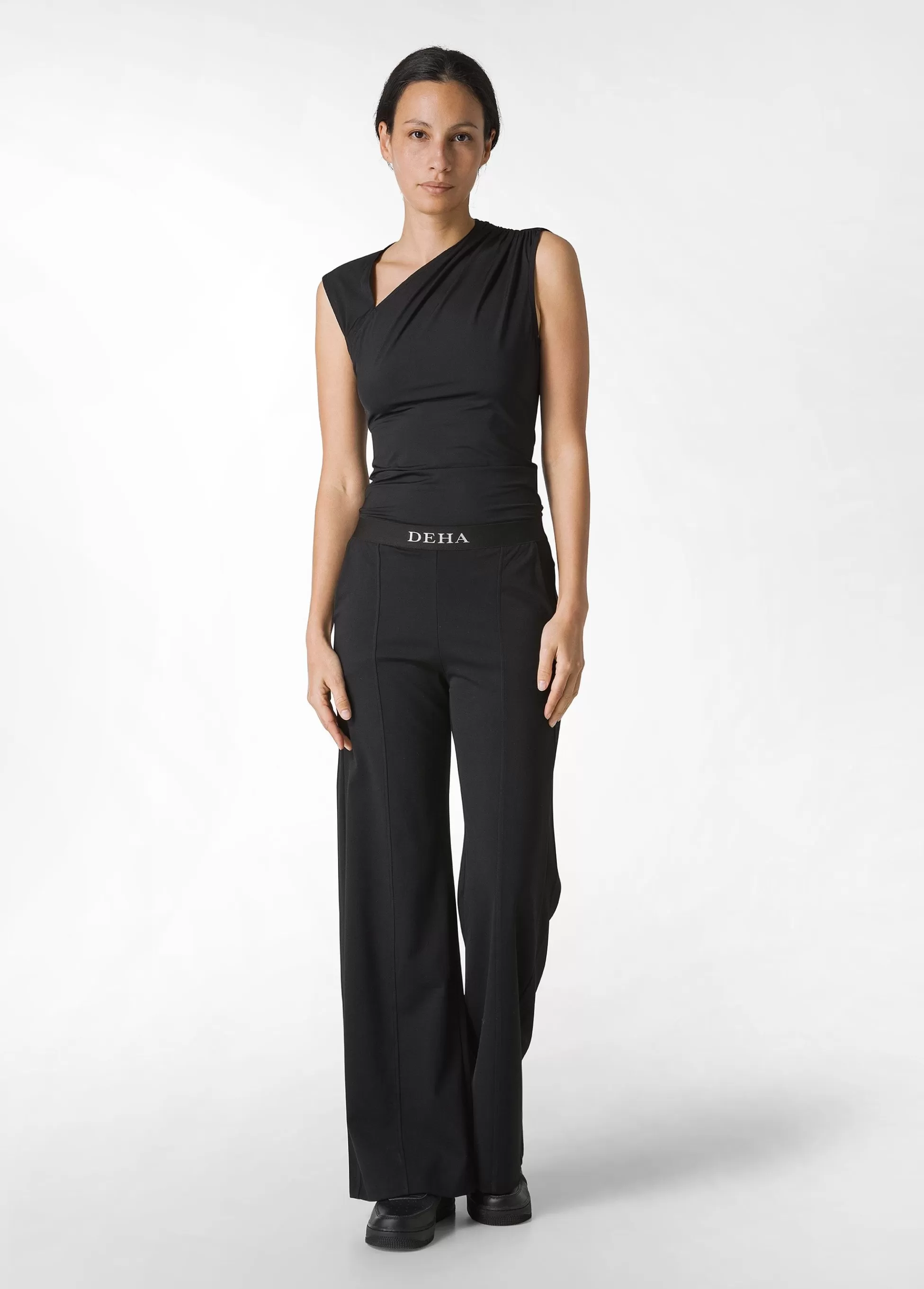 Donna DEHA Pantaloni*Pantalone Ampio Leggero In Punto Milano Nero