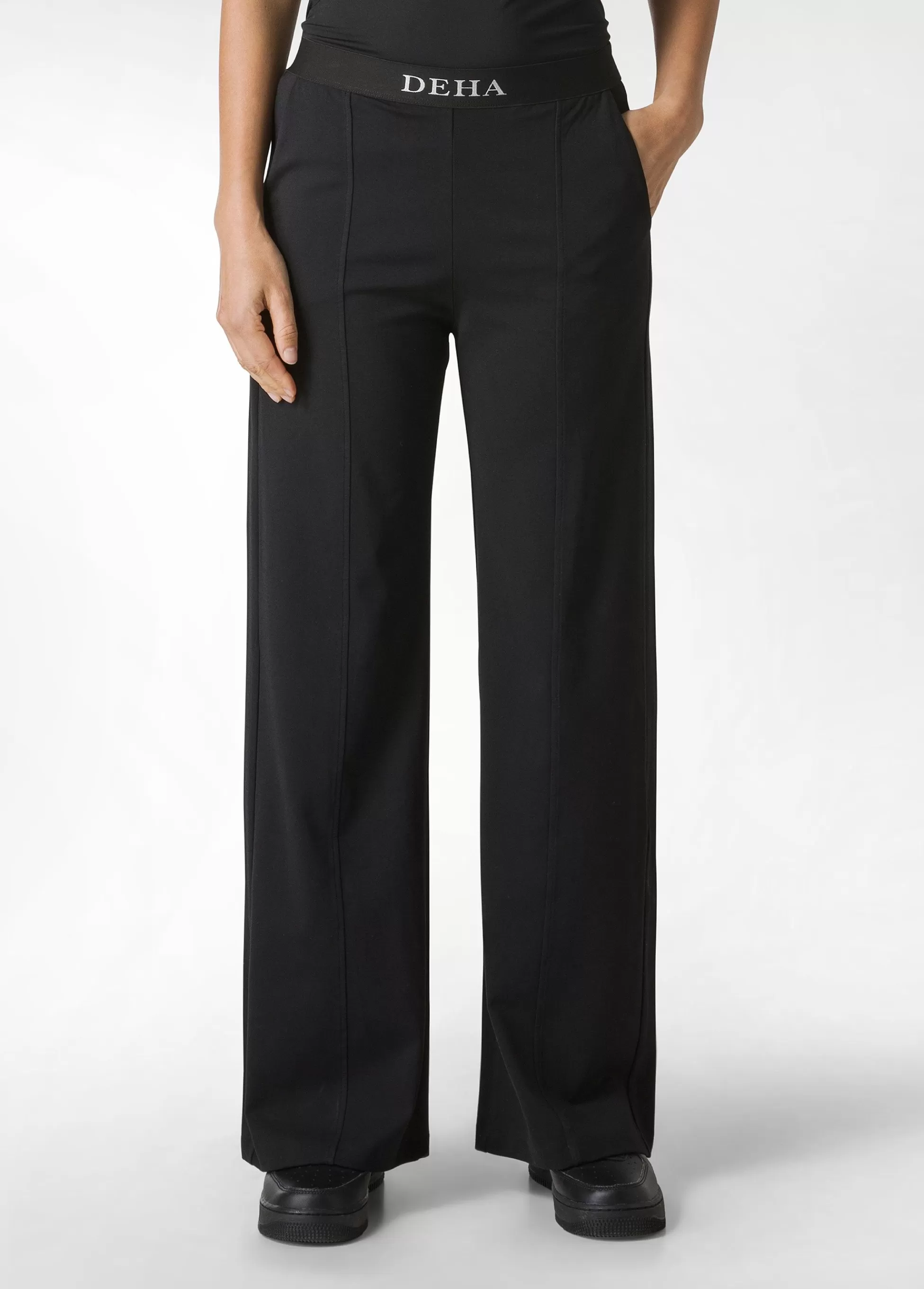 Donna DEHA Pantaloni*Pantalone Ampio Leggero In Punto Milano Nero