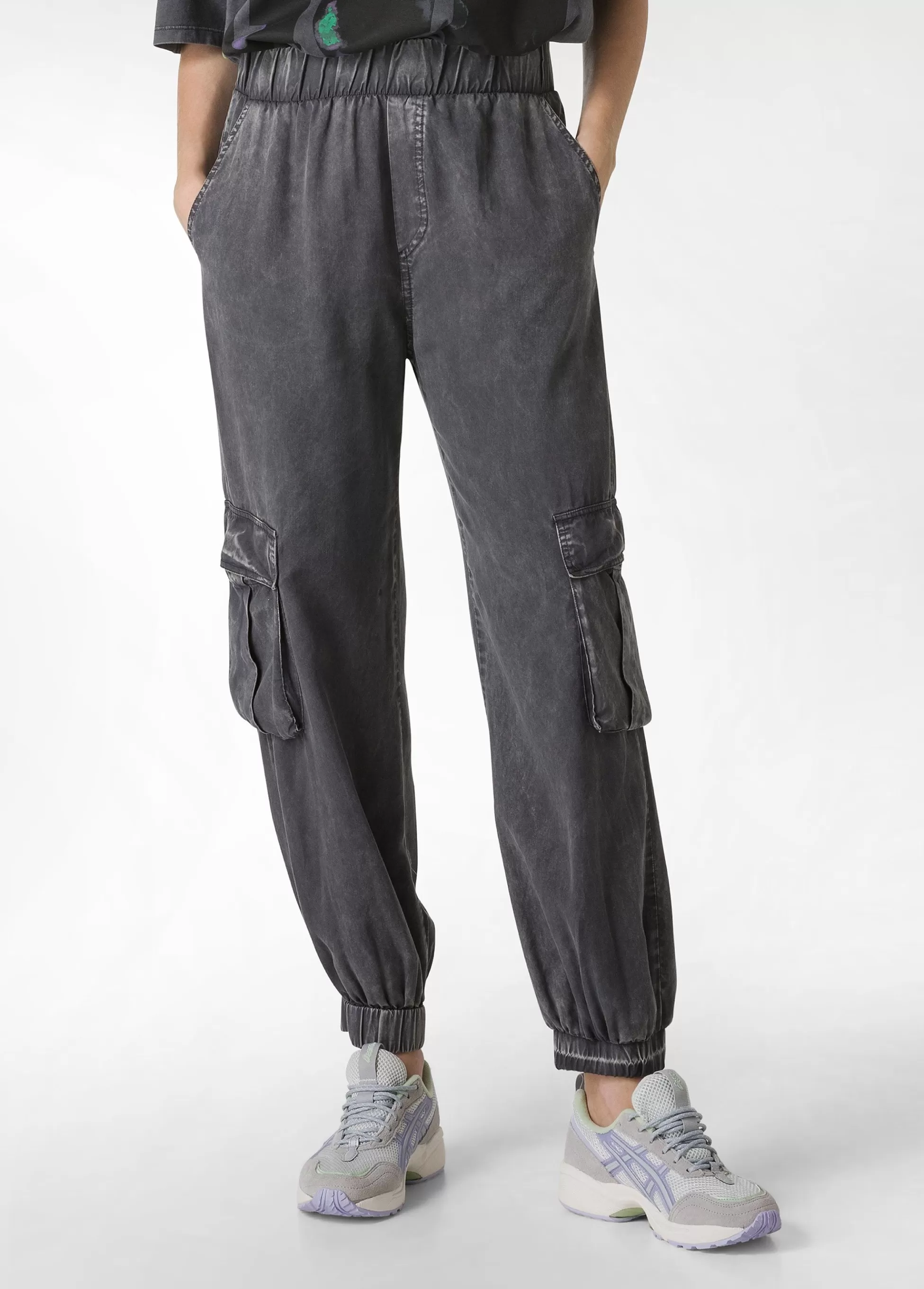 Donna DEHA Pantaloni*Pantalone Cargo In Tencel Effetto Marmo Nero