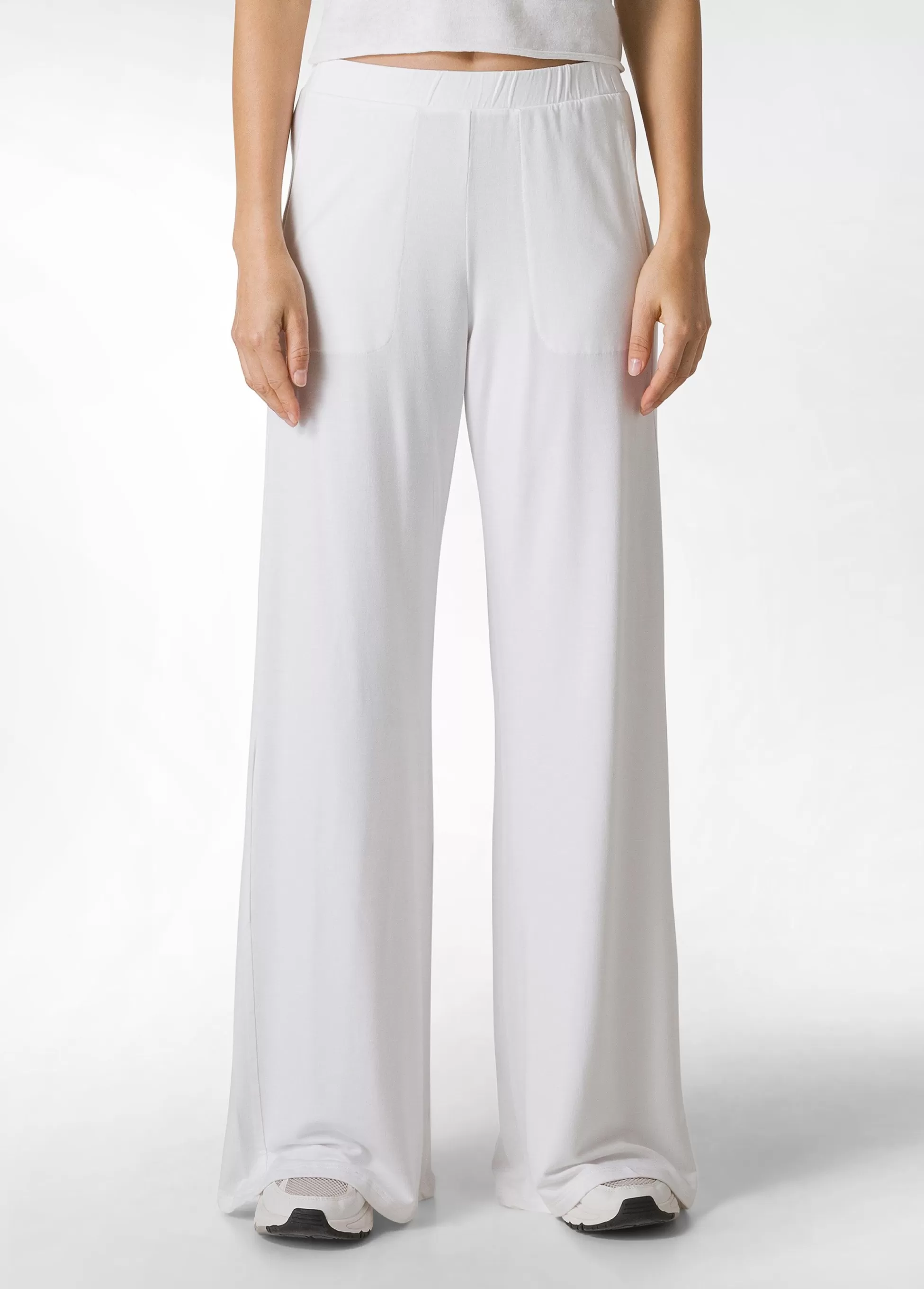 Donna DEHA Pantaloni*Pantalone Comfort Di Viscosa Gamba Larga Bianco