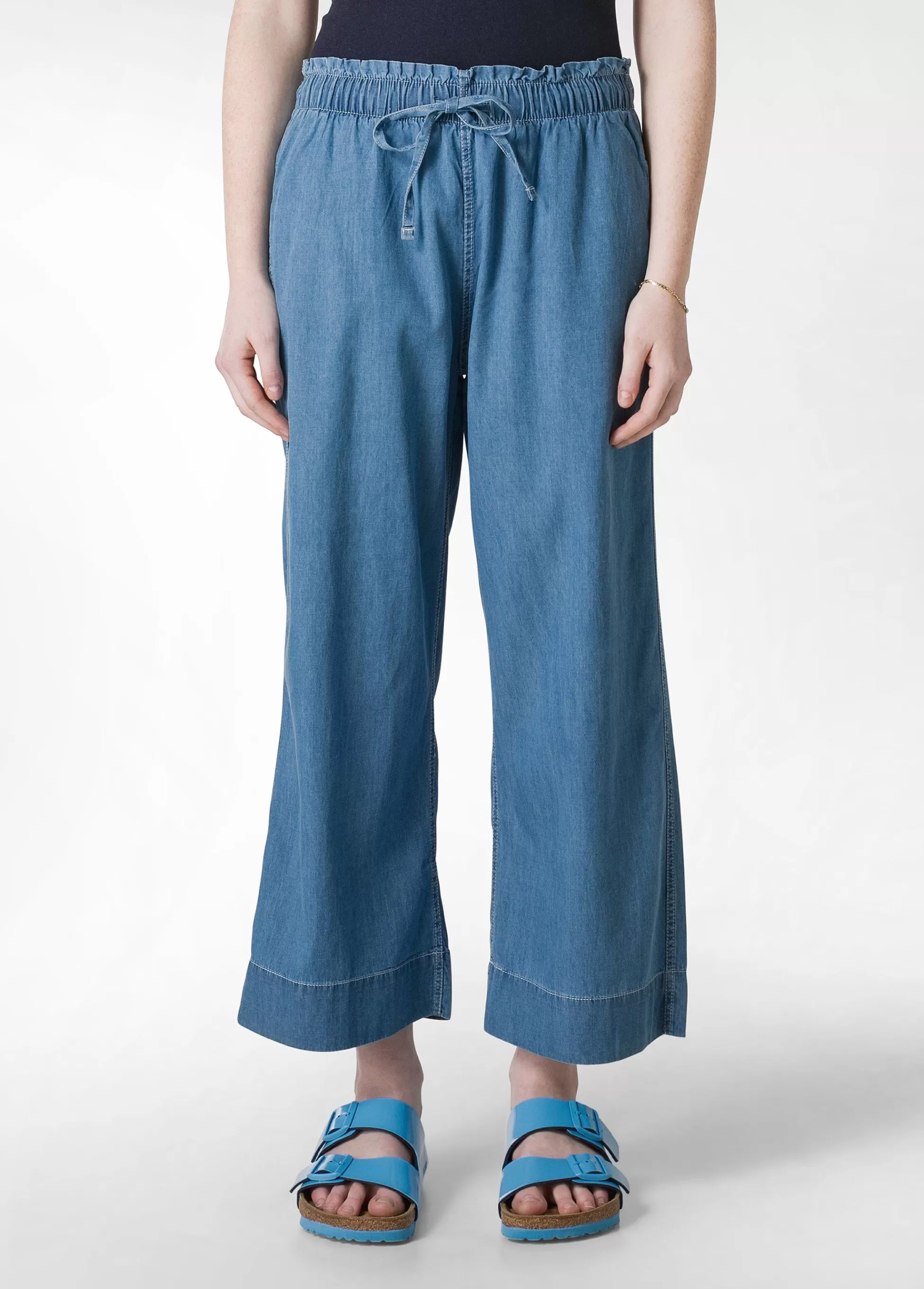 Donna DEHA Pantaloni*Pantalone Cropped In Denim Lyocell Blu