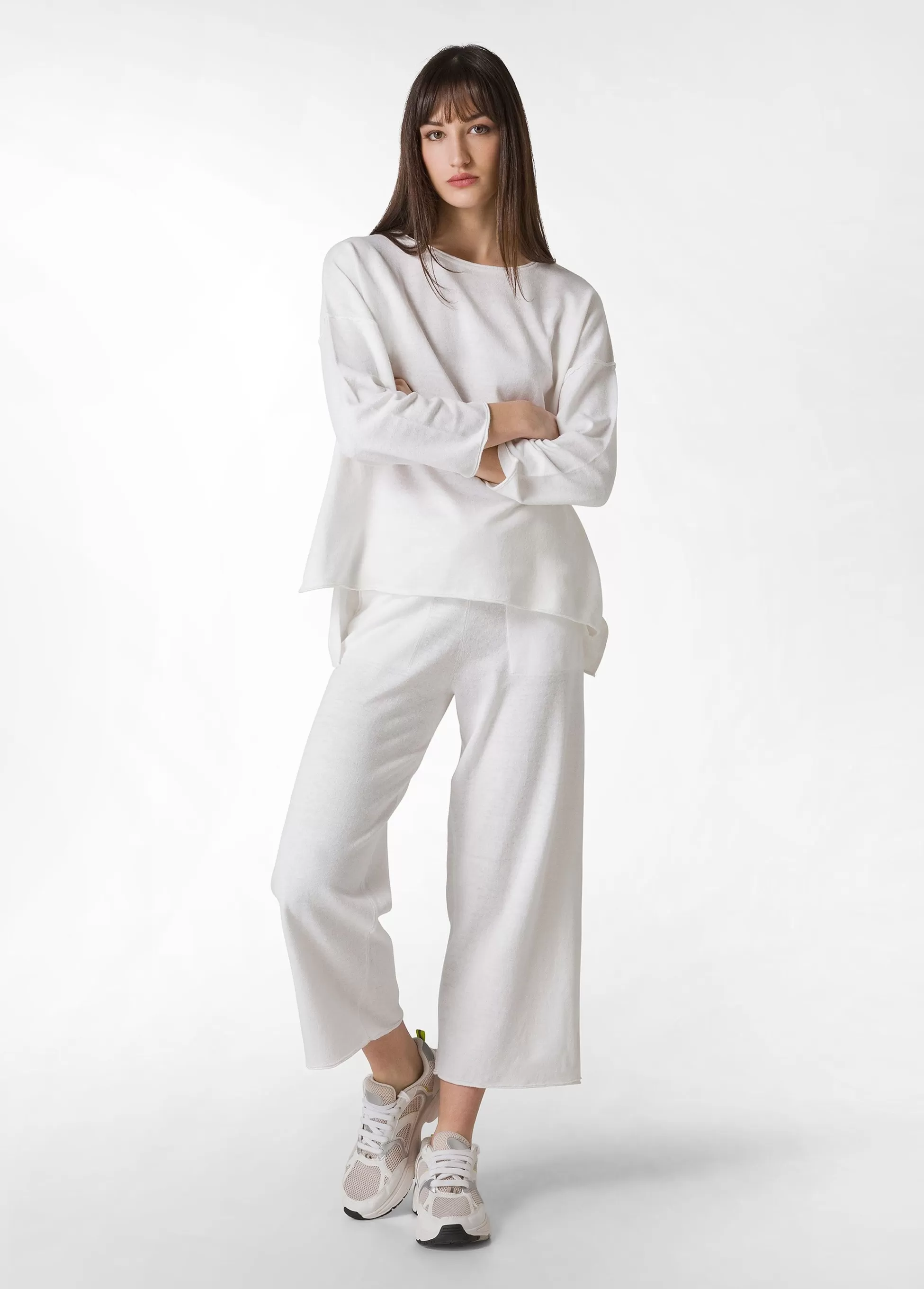 Donna DEHA Pantaloni*Pantalone Cropped In Maglia Bianco