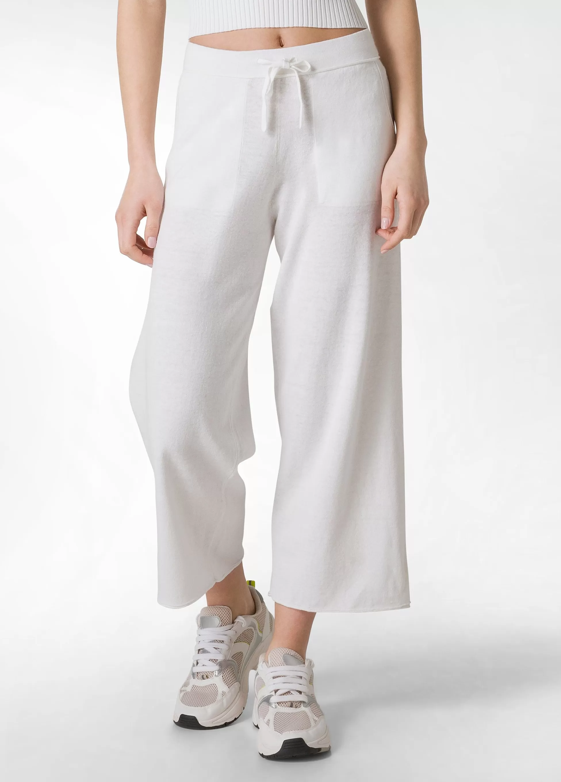Donna DEHA Pantaloni*Pantalone Cropped In Maglia Bianco