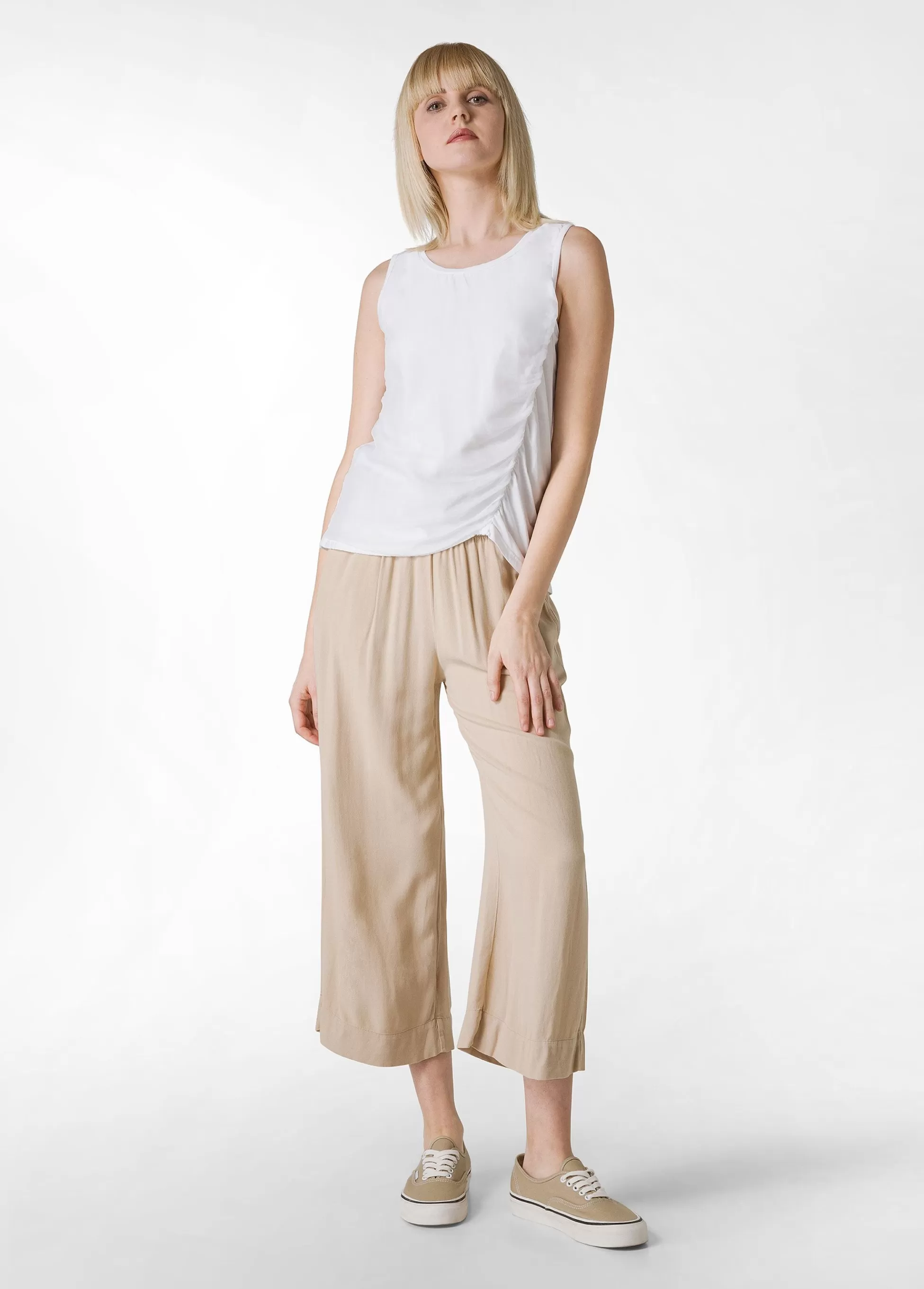Donna DEHA Pantaloni*Pantalone Cropped In Viscosa Crepe Beige
