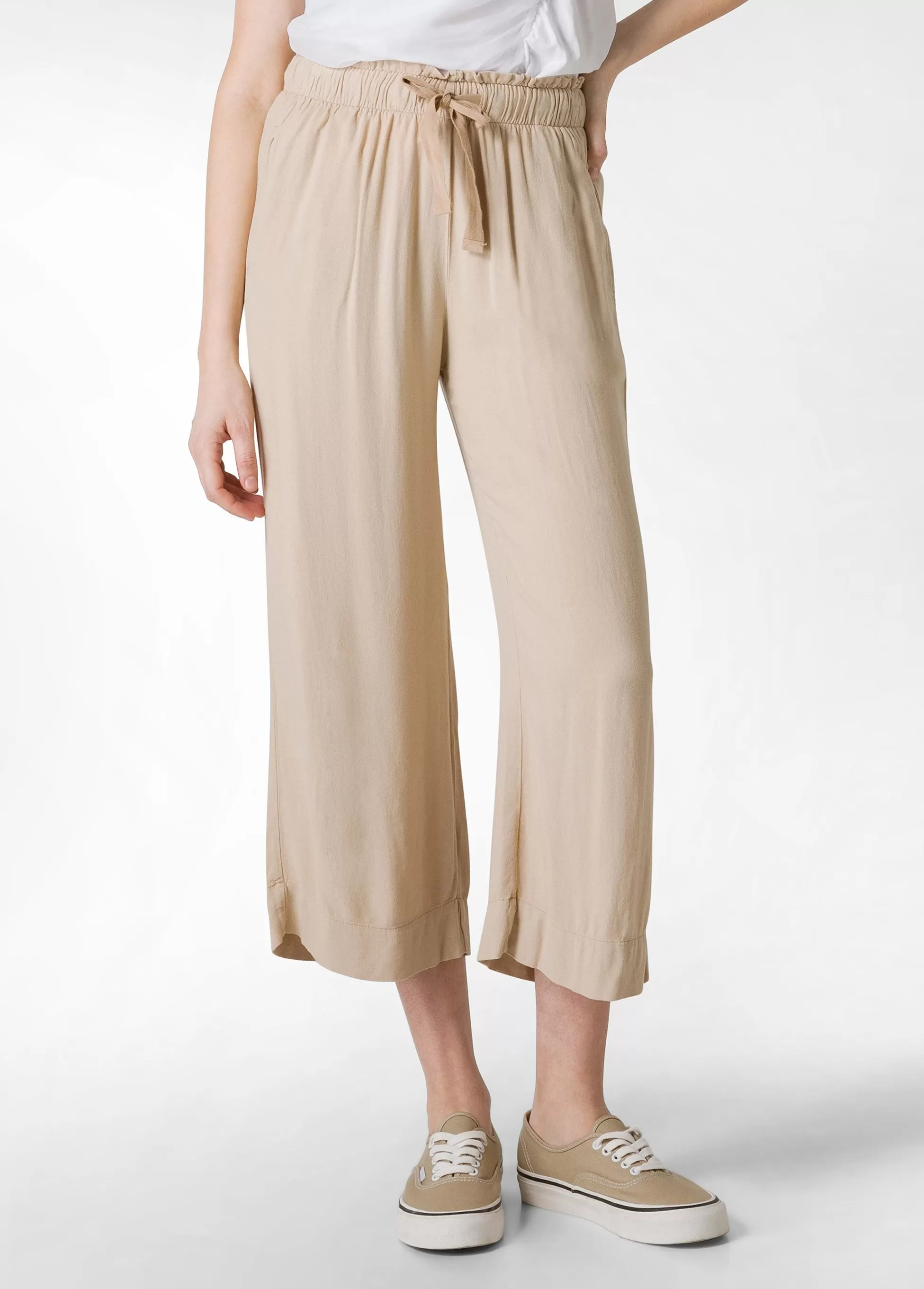 Donna DEHA Pantaloni*Pantalone Cropped In Viscosa Crepe Beige