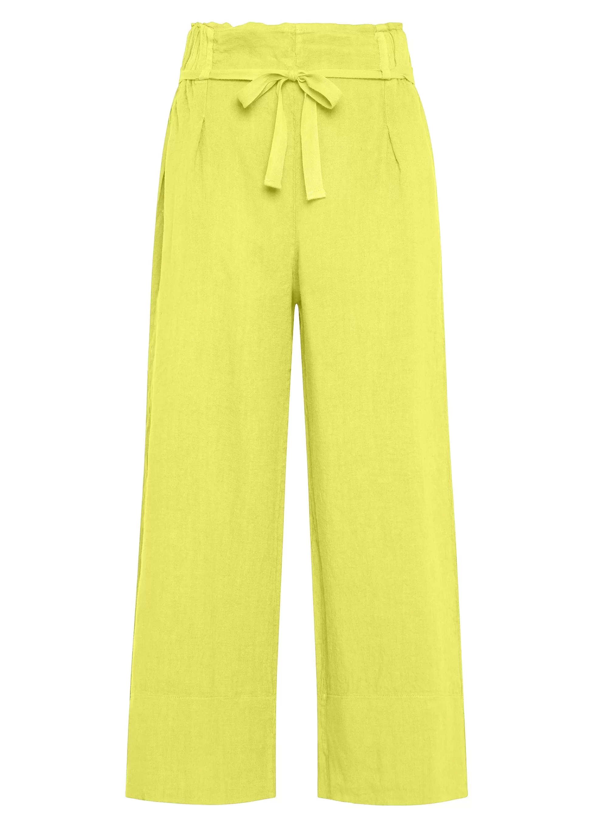 Donna DEHA Pantaloni*Pantalone Cropped Vita Alta In Lino Giallo