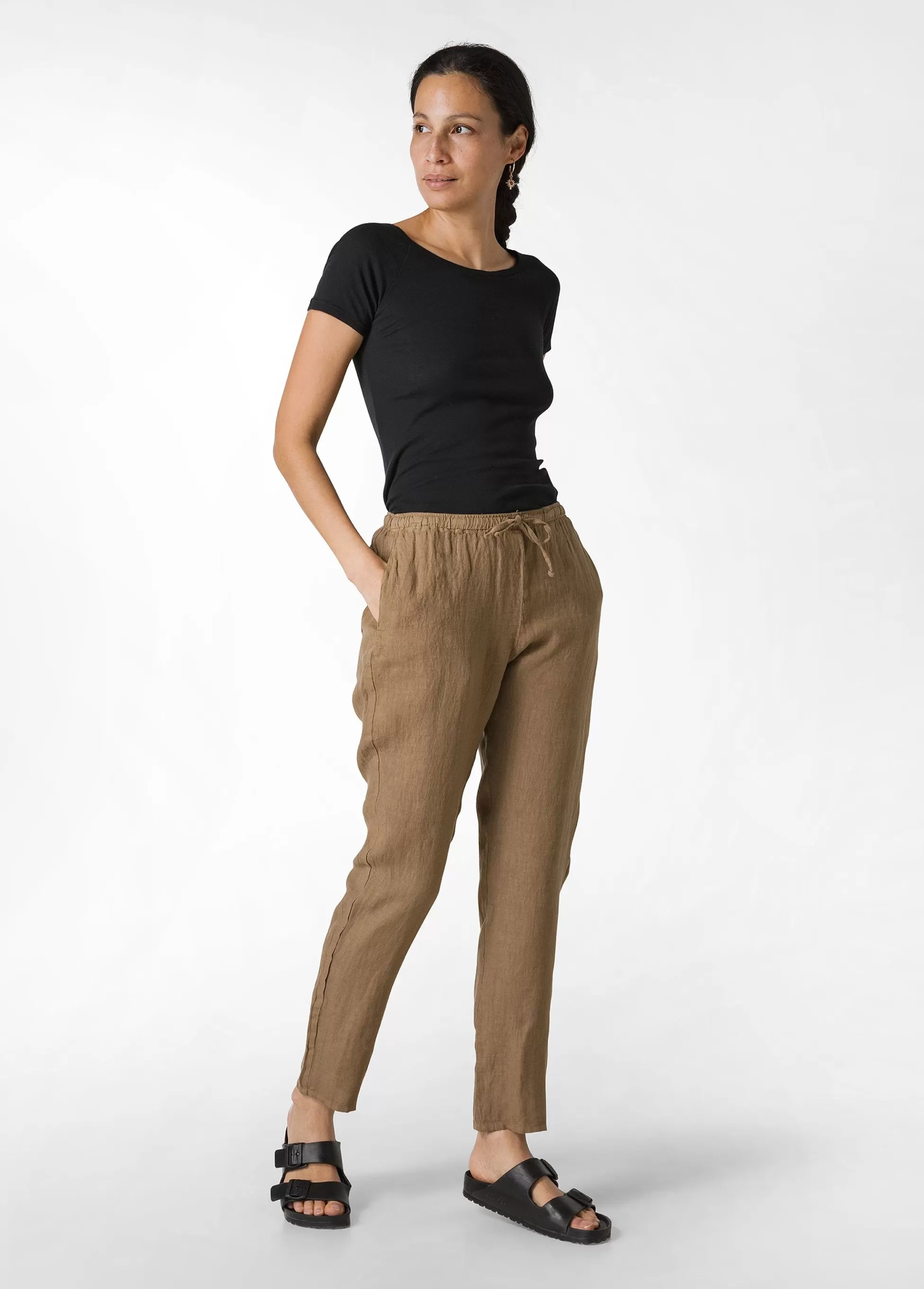 Donna DEHA Pantaloni*Pantalone In Lino Con Coulisse Marrone