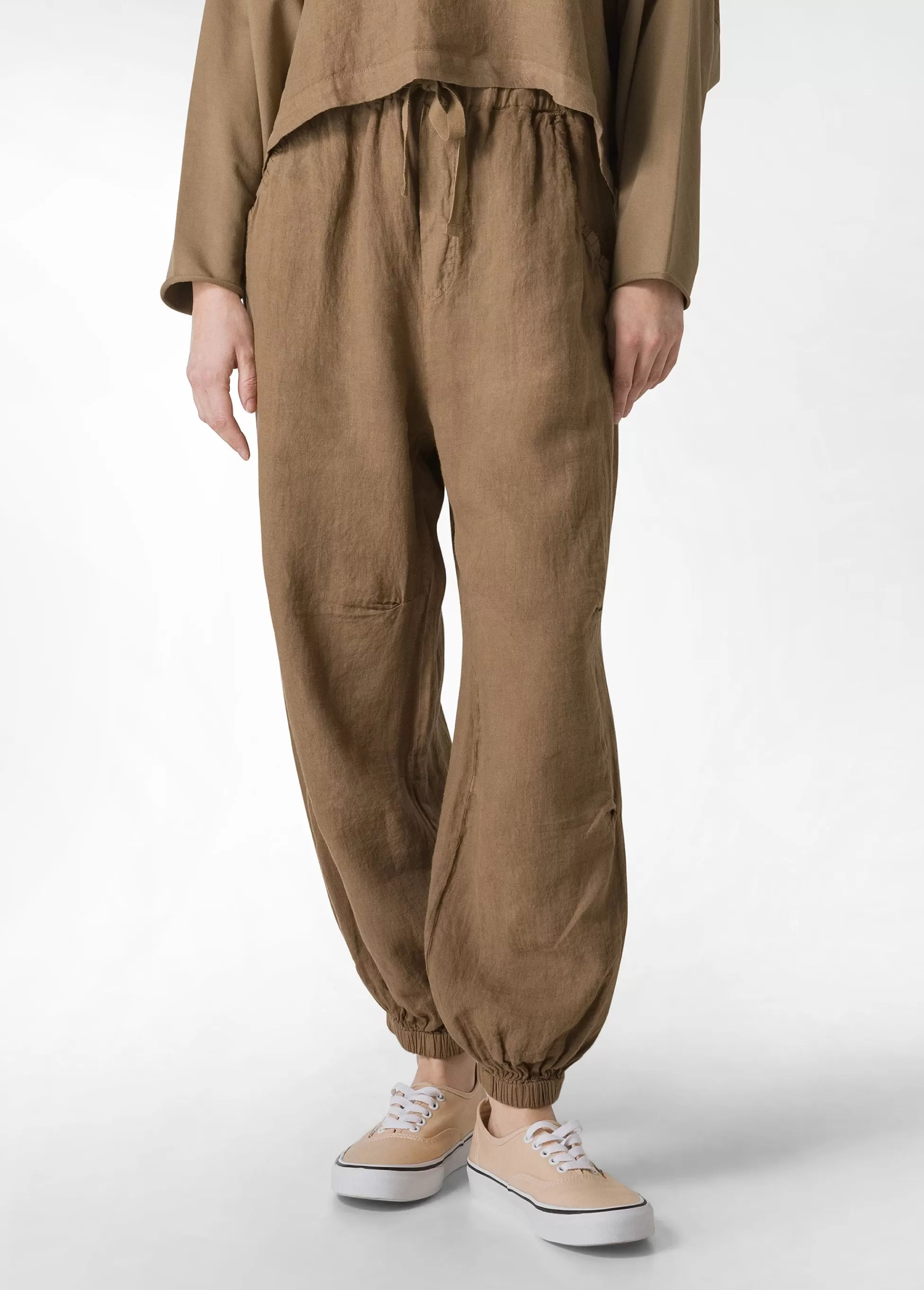 Donna DEHA Pantaloni*Pantalone Jogger In Lino Marrone