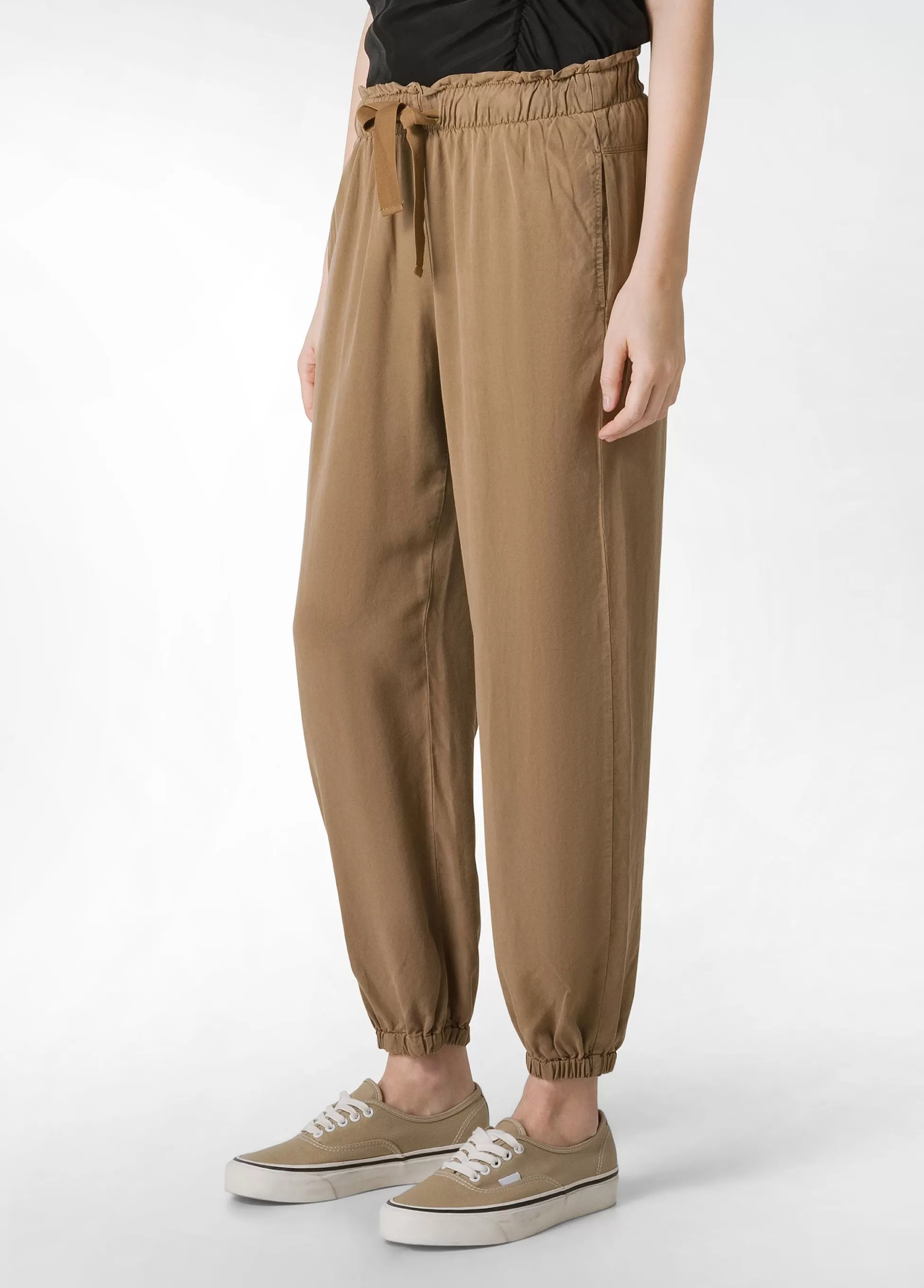 Donna DEHA Pantaloni*Pantalone Jogger In Twill Tencel Marrone
