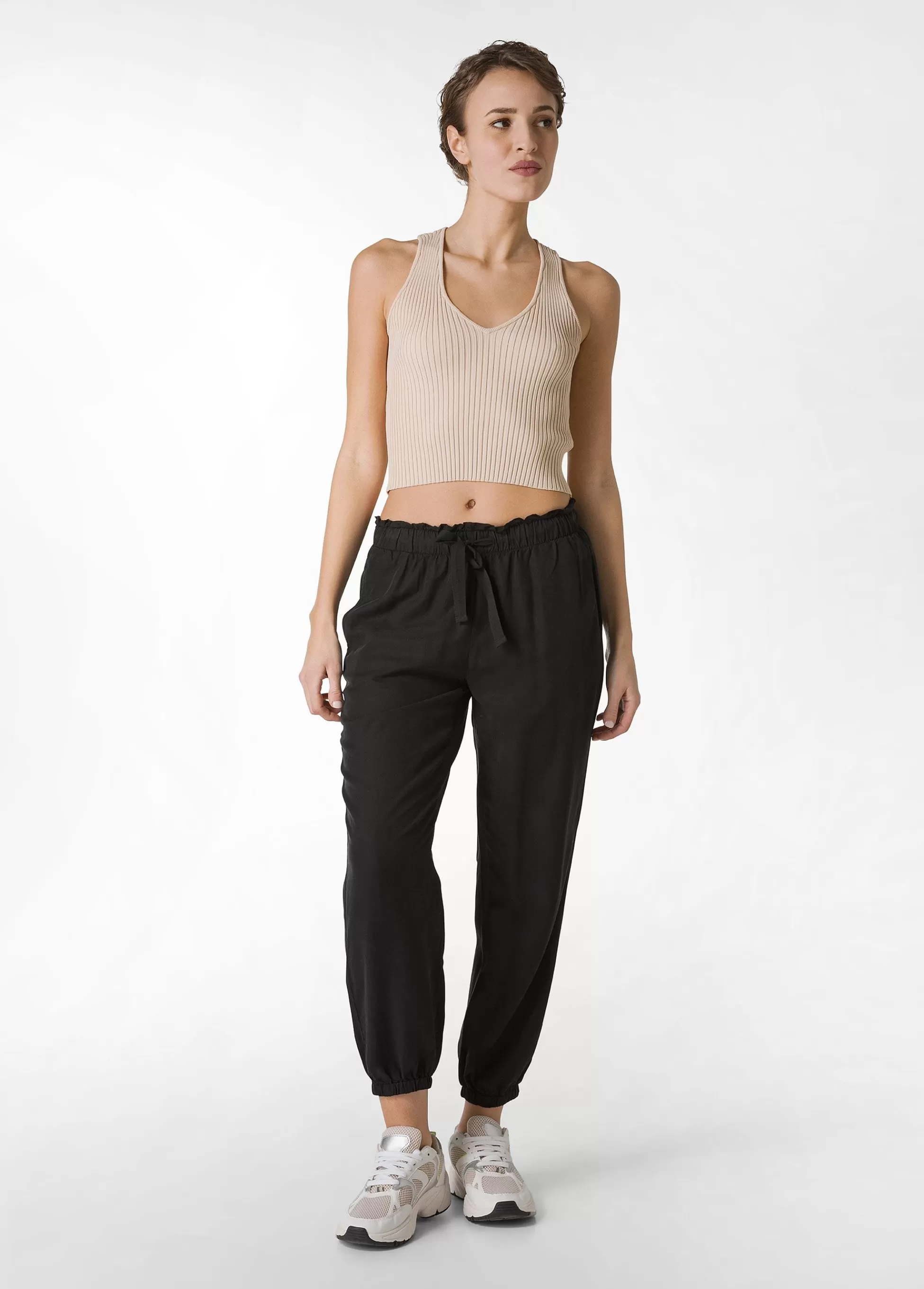 Donna DEHA Pantaloni*Pantalone Jogger In Twill Tencel Nero