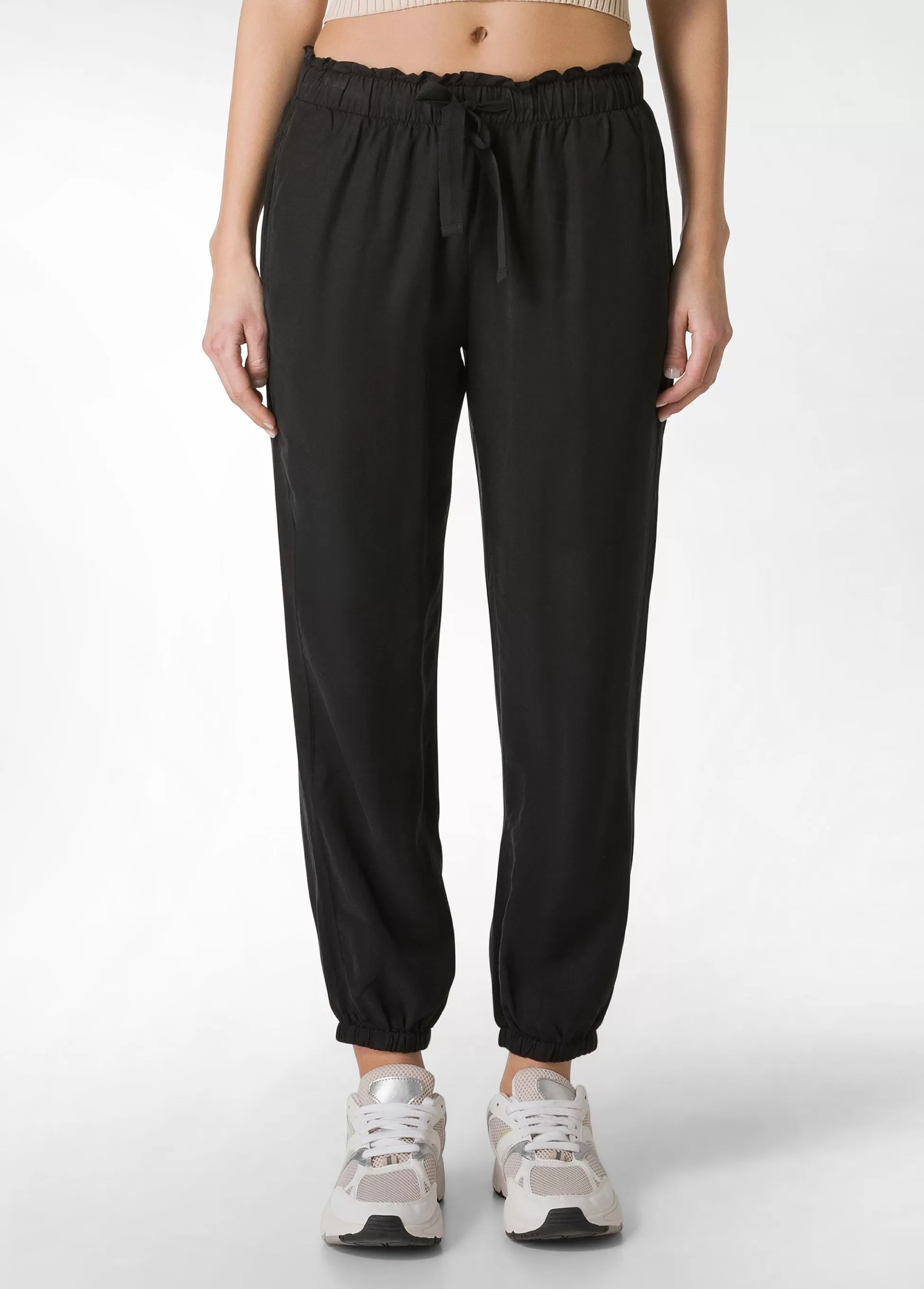 Donna DEHA Pantaloni*Pantalone Jogger In Twill Tencel Nero