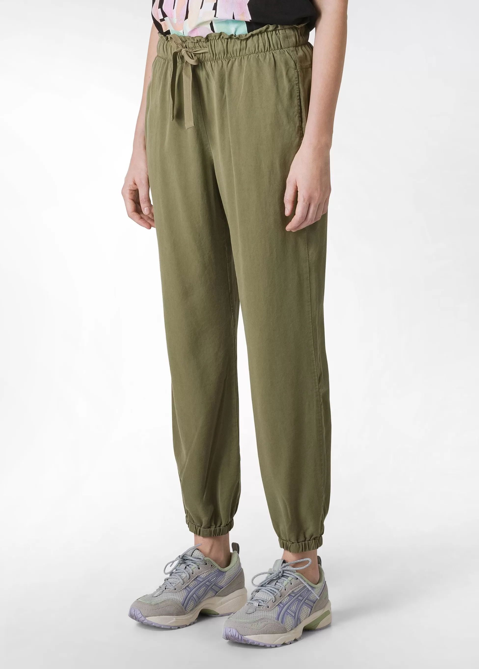 Donna DEHA Pantaloni*Pantalone Jogger In Twill Tencel Verde