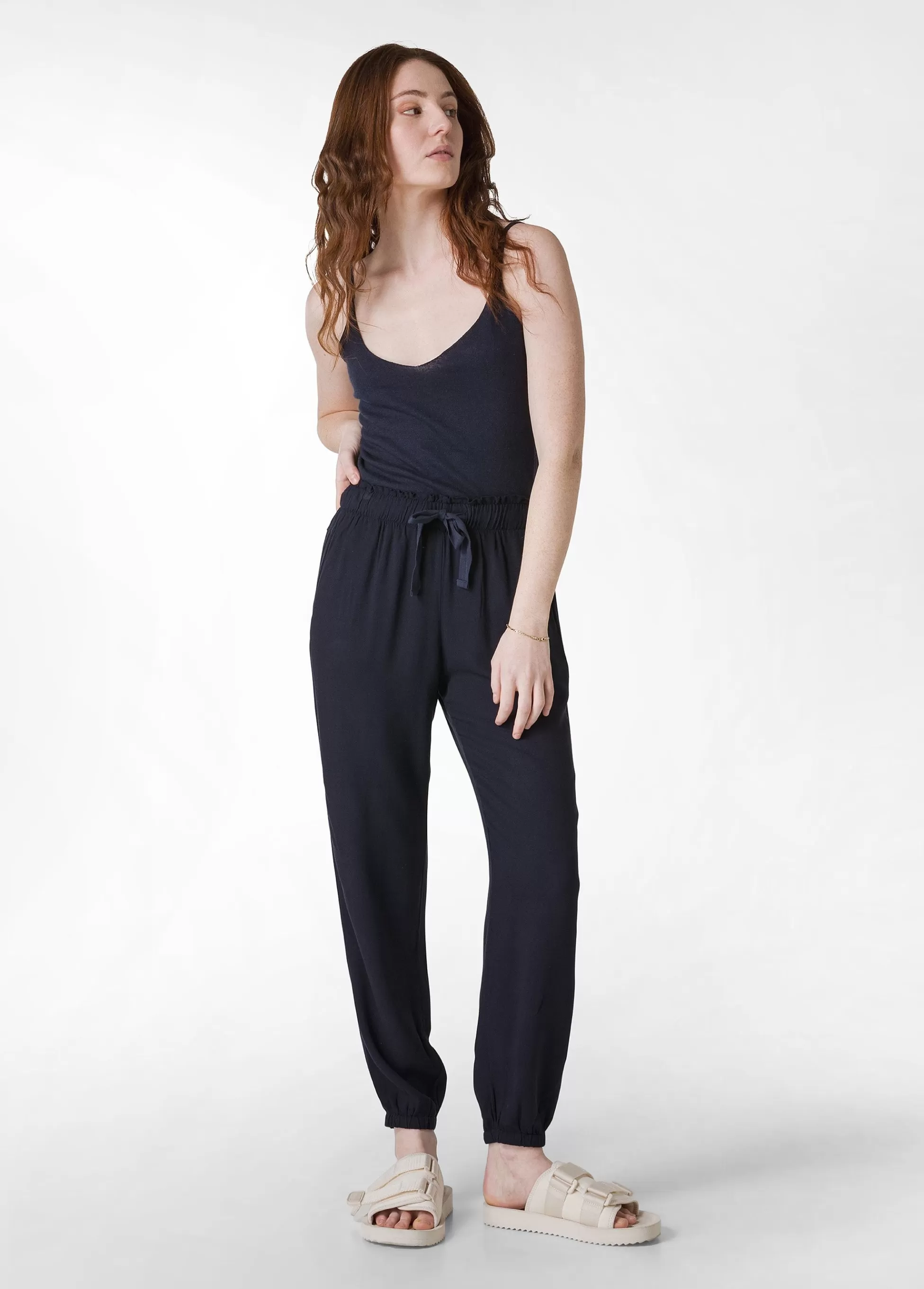 Donna DEHA Pantaloni*Pantalone Jogger In Viscosa Crepe Blu