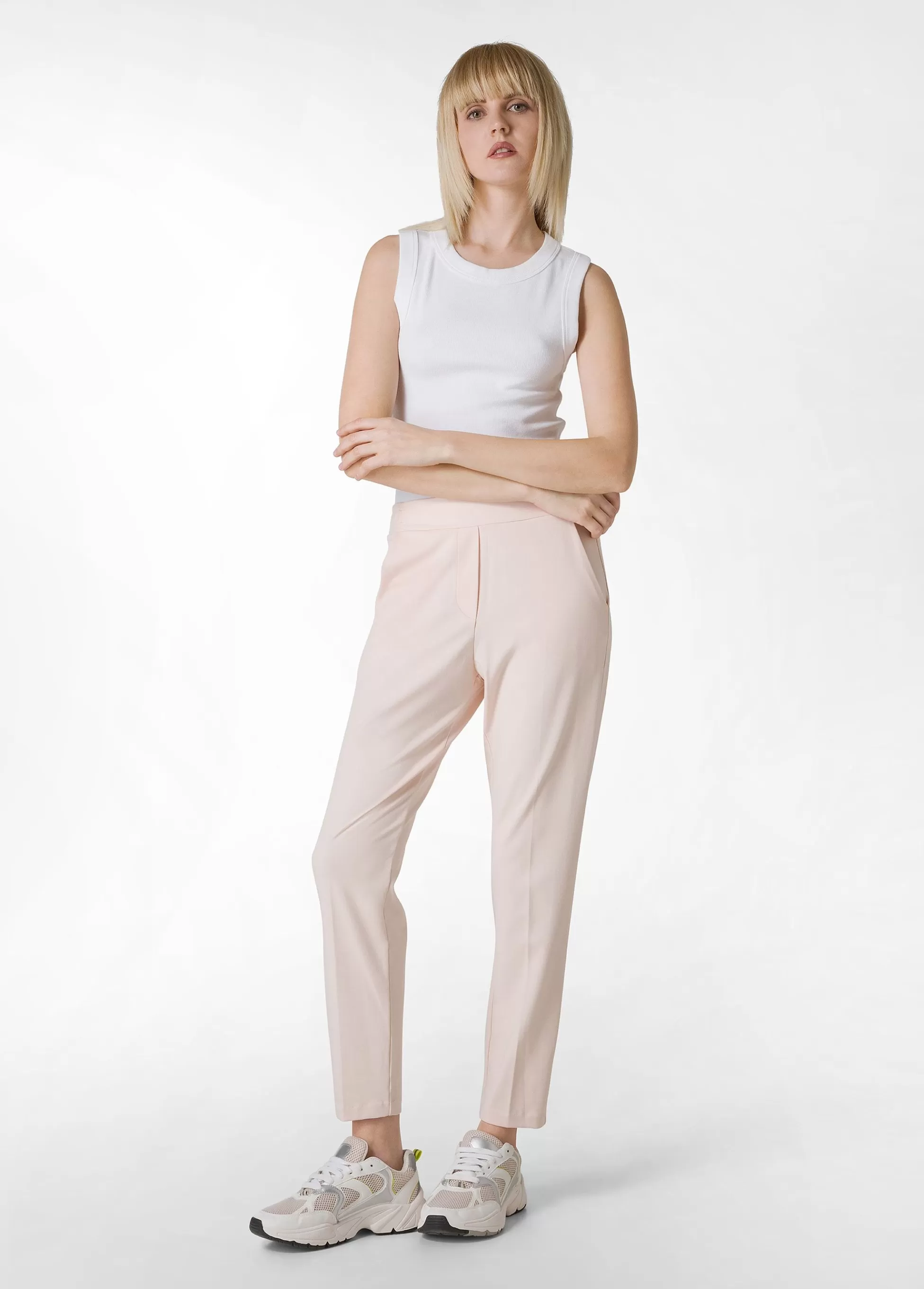 Donna DEHA Pantaloni*Pantalone Leggero In Punto Milano Rosa