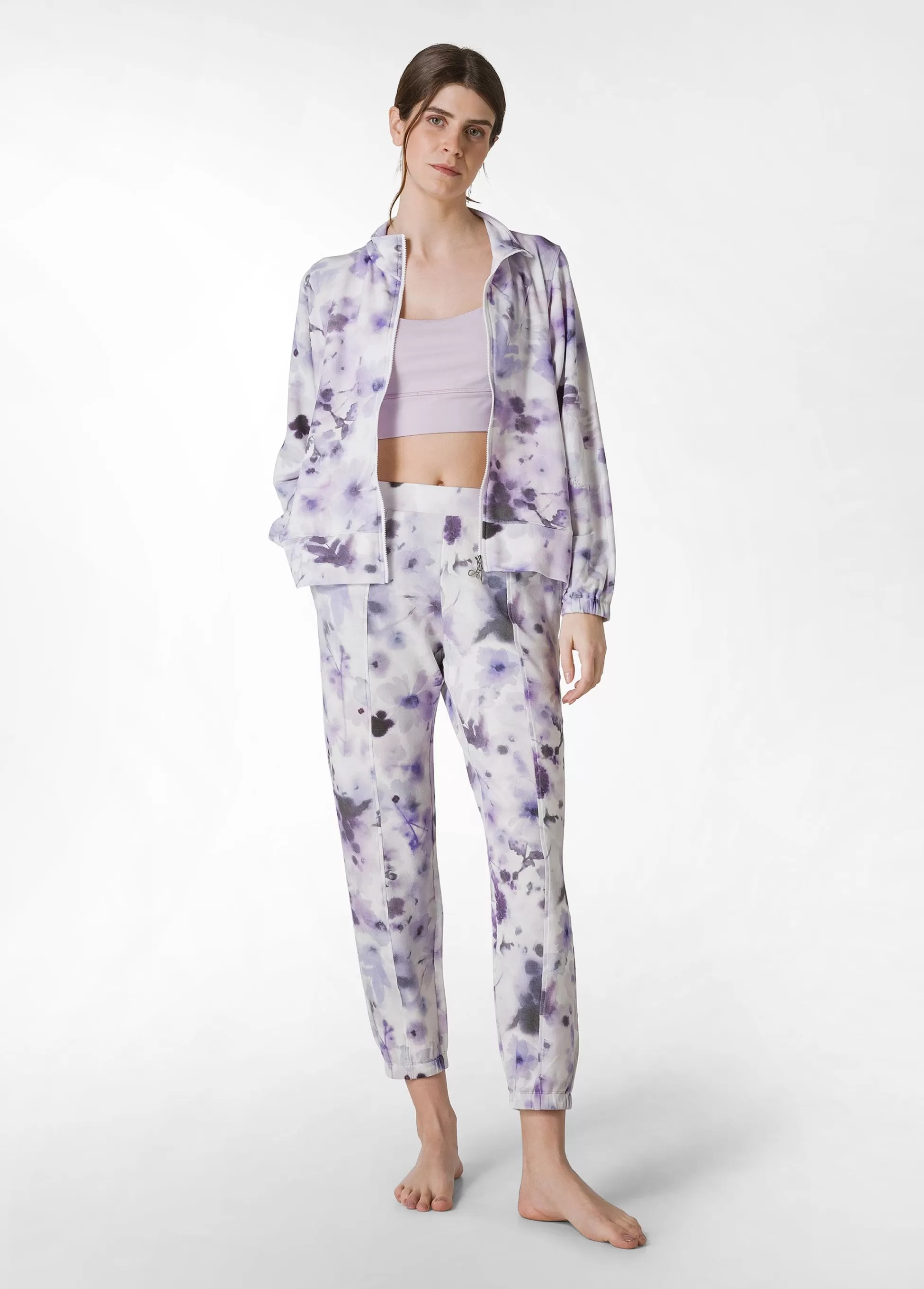 Donna DEHA Pantaloni*Pantalone Morbido Misto Viscosa Stampato Viola