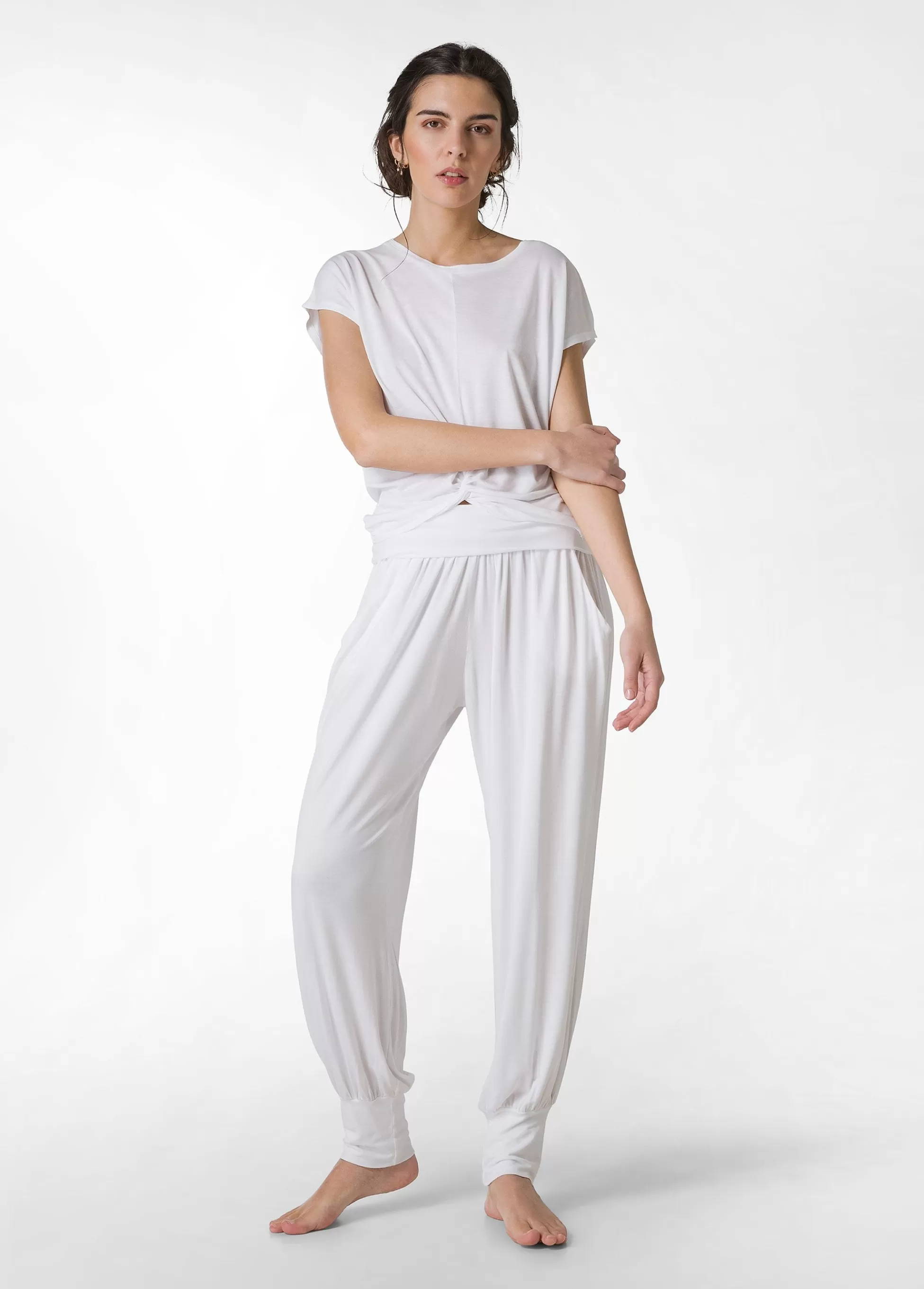 Donna DEHA Pantaloni*Pantalone Odalisca In Viscosa Bianco