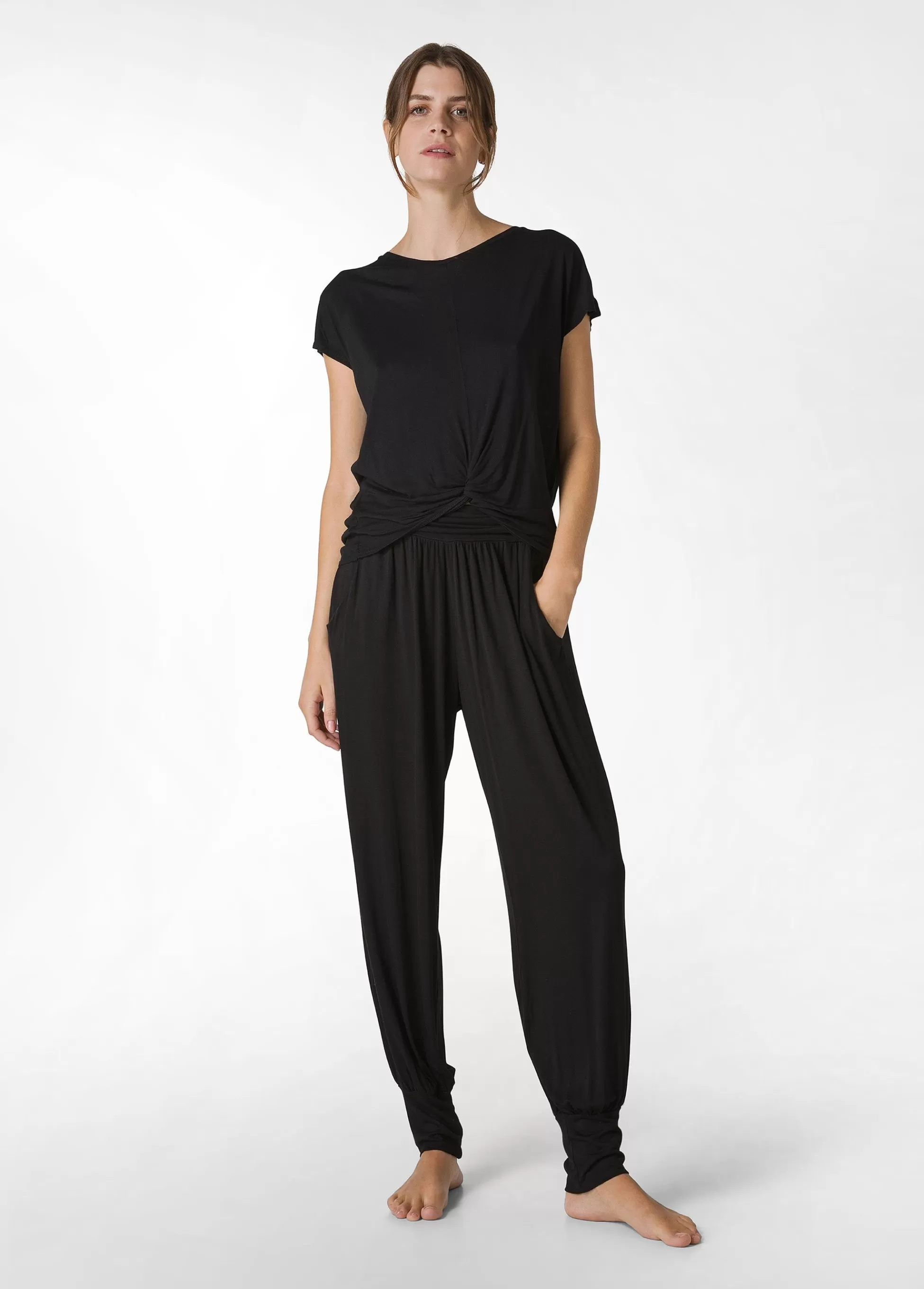 Donna DEHA Pantaloni*Pantalone Odalisca In Viscosa Nero