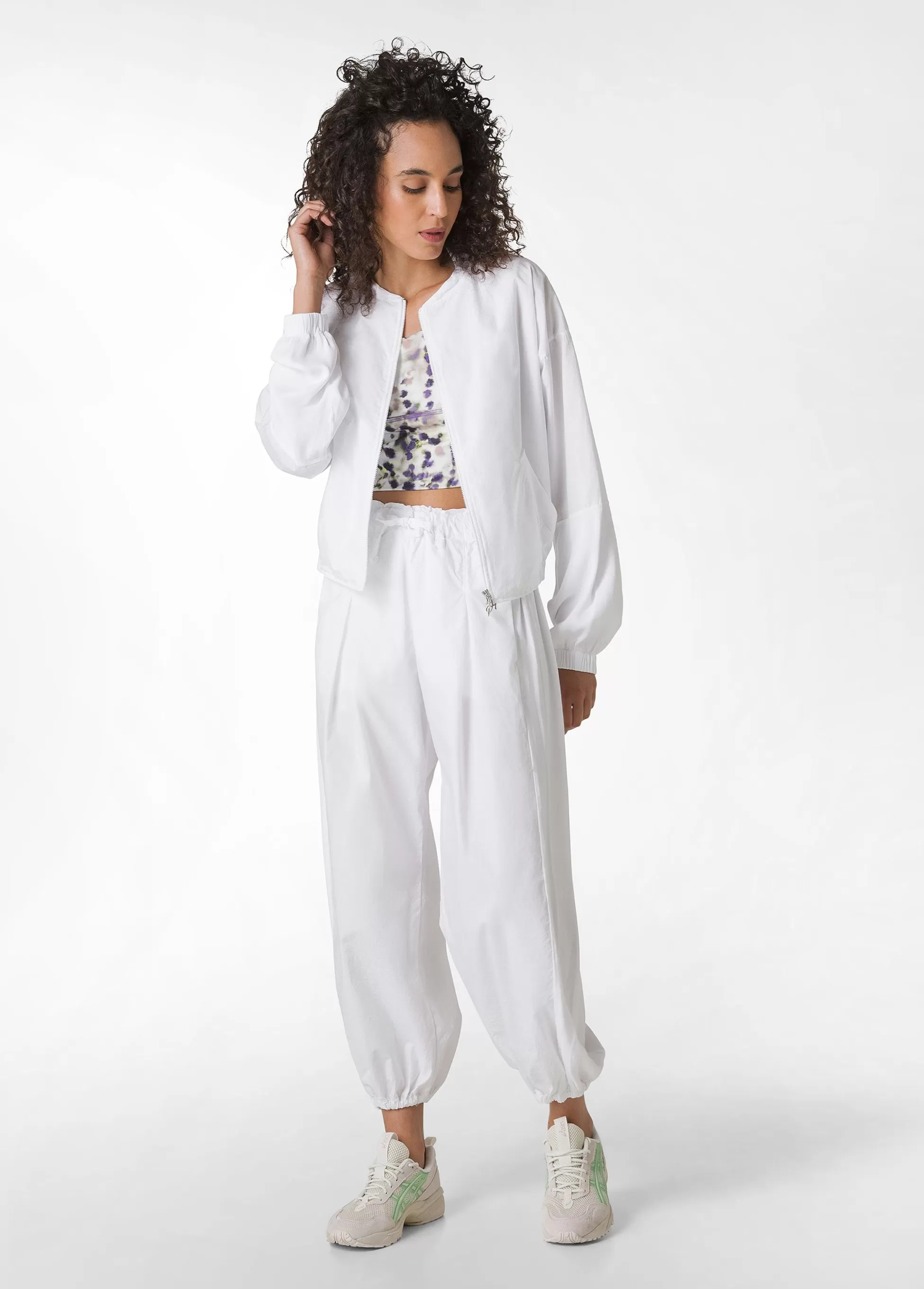 Donna DEHA Pantaloni*Pantalone Relaxed In Popeline E Raso Bianco