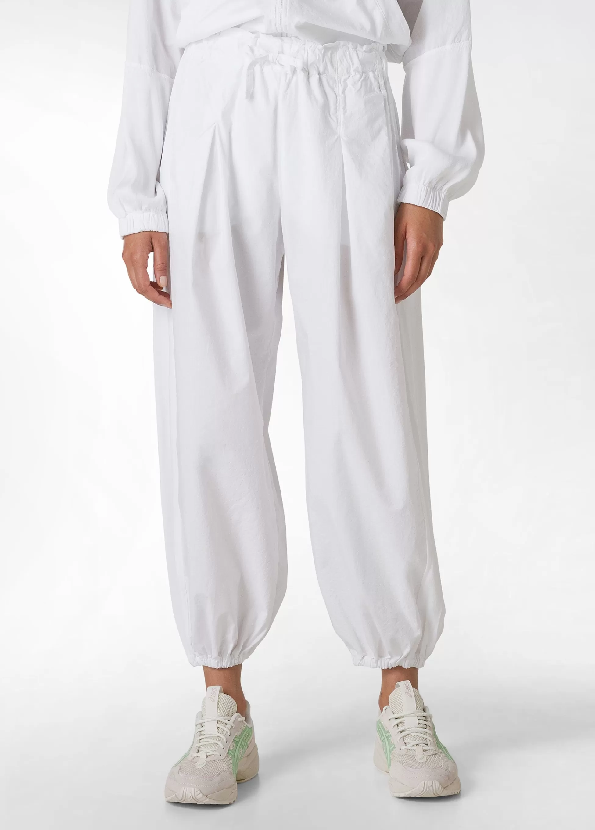 Donna DEHA Pantaloni*Pantalone Relaxed In Popeline E Raso Bianco