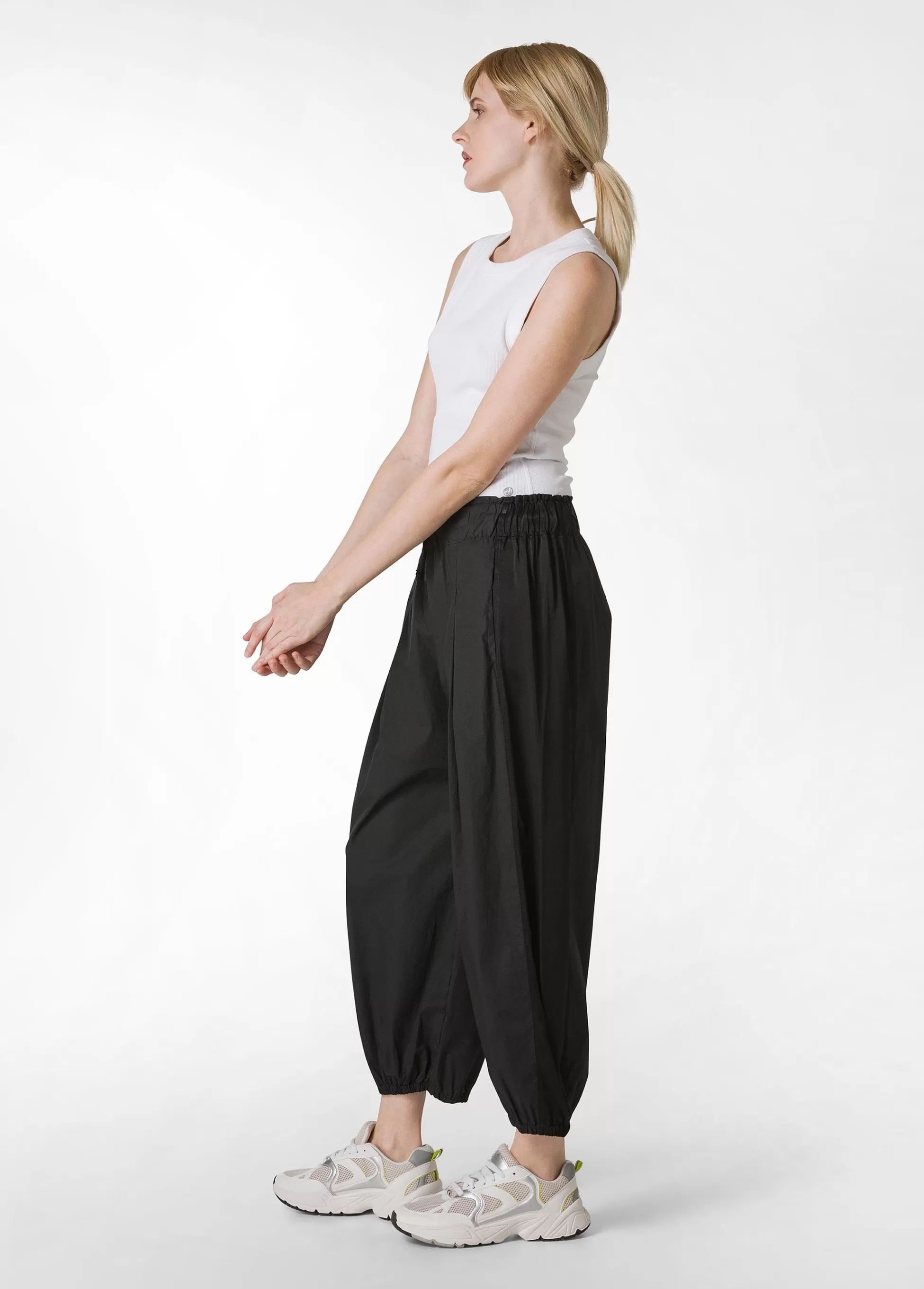 Donna DEHA Pantaloni*Pantalone Relaxed In Popeline E Raso Nero