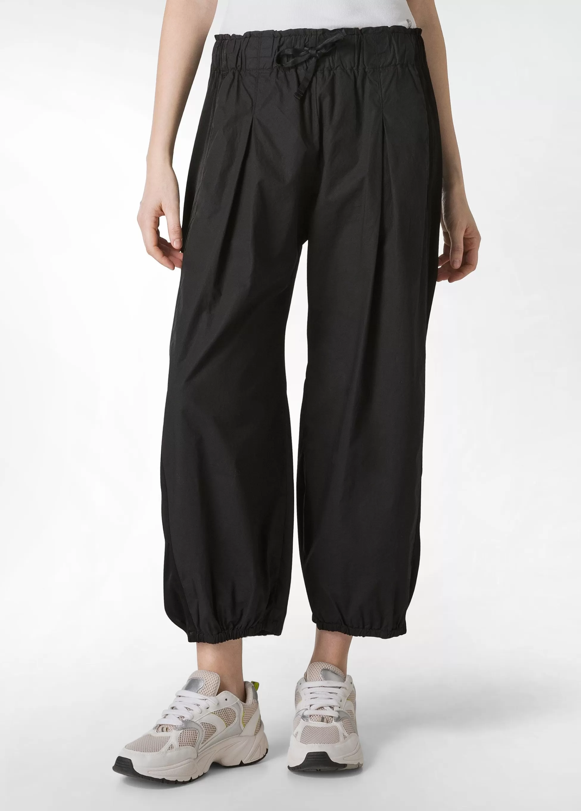 Donna DEHA Pantaloni*Pantalone Relaxed In Popeline E Raso Nero