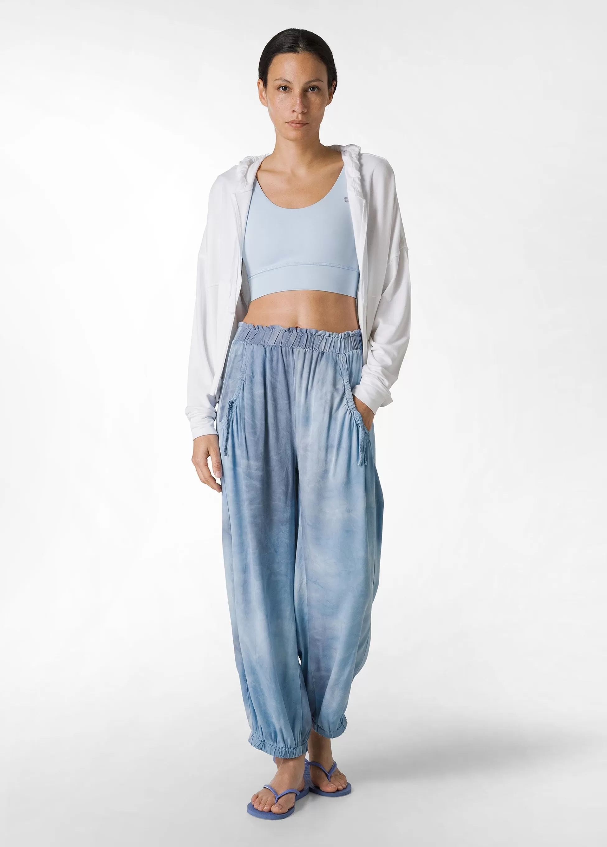 Donna DEHA Pantaloni*Pantalone Relaxed In Twill Effetto Batik Blu