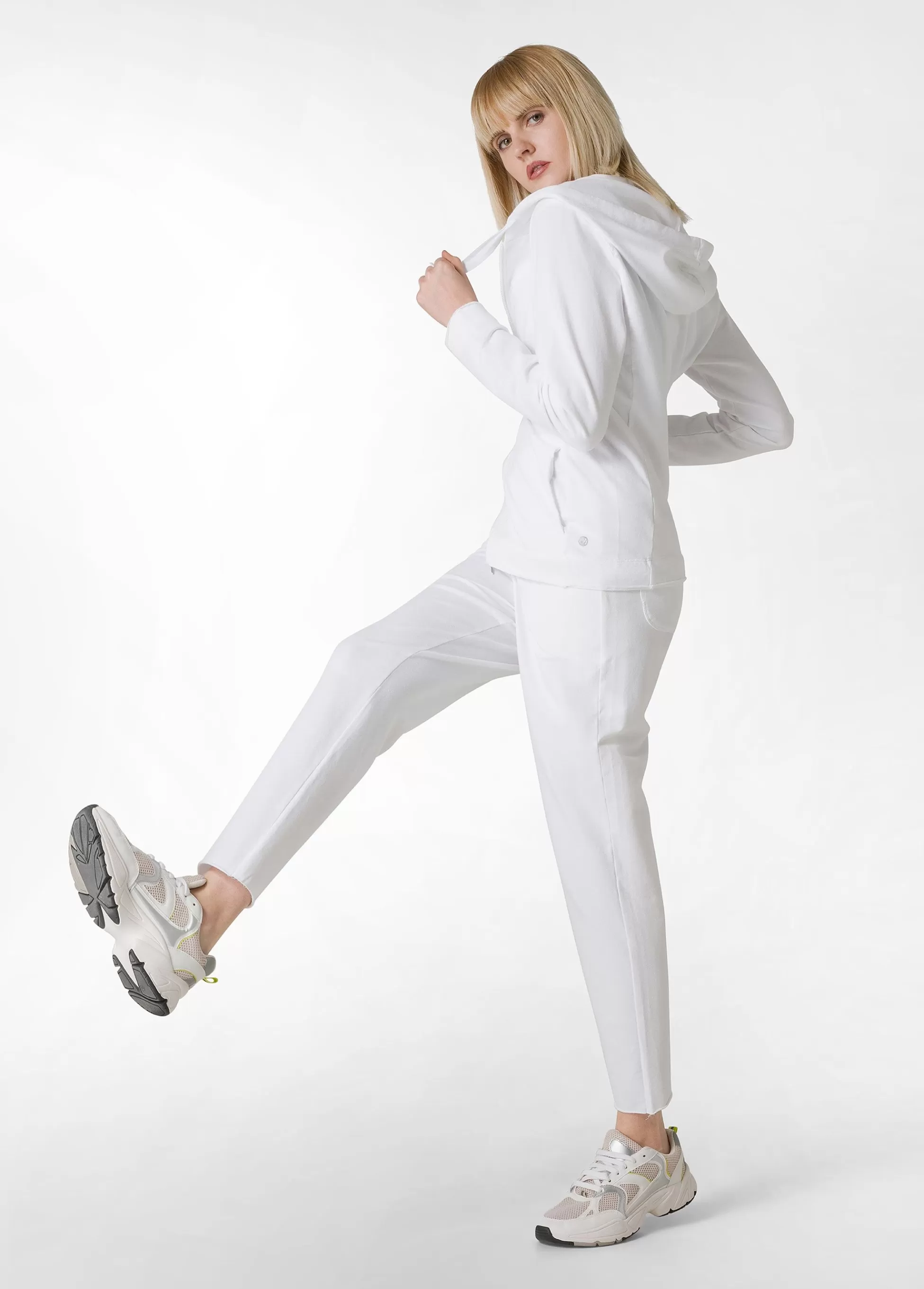 Donna DEHA Pantaloni*Pantalone Slim Fit In Felpa Leggera Bianco