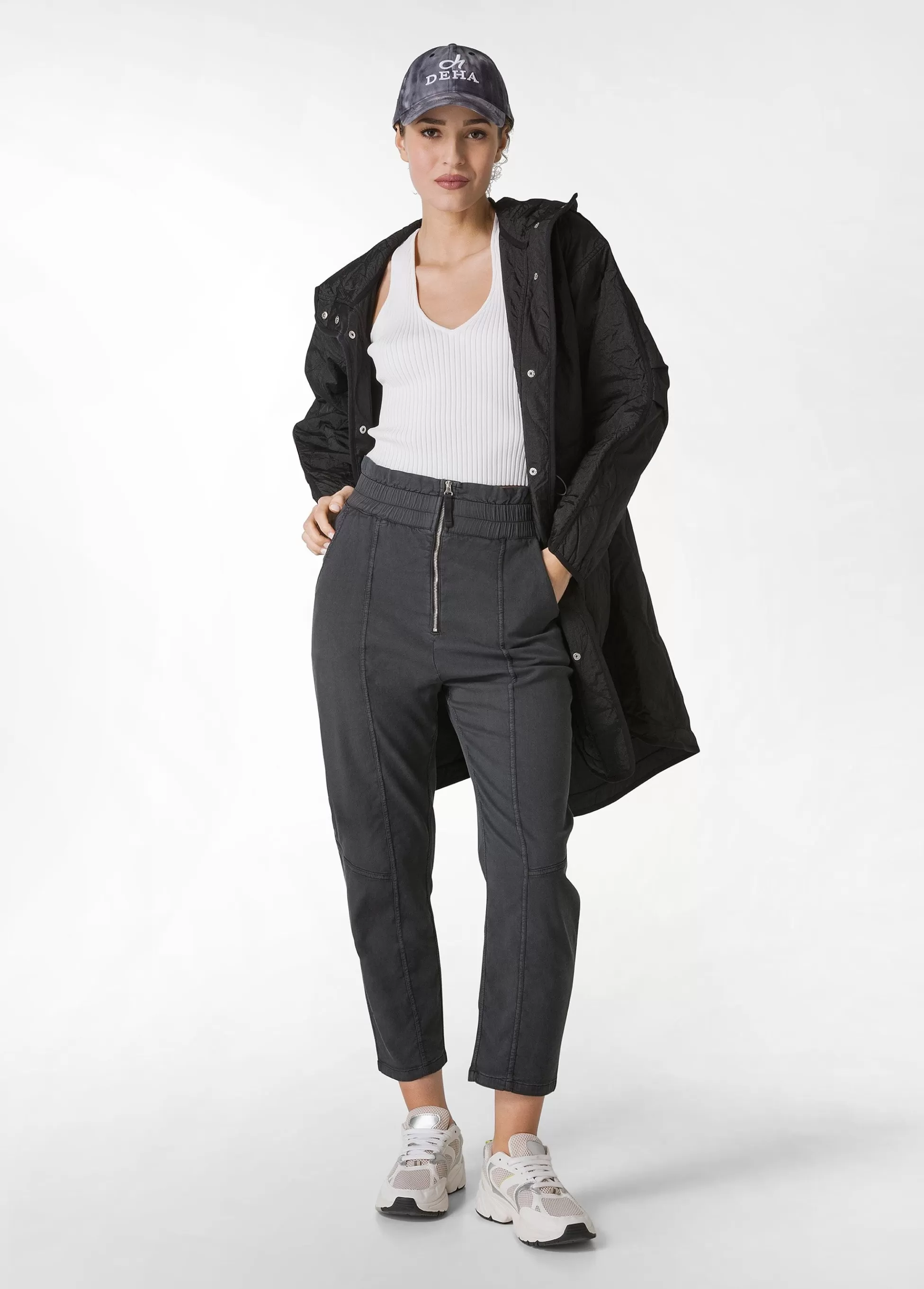 Donna DEHA Pantaloni*Pantalone Vita Alta In Gabardine Vintage Nero