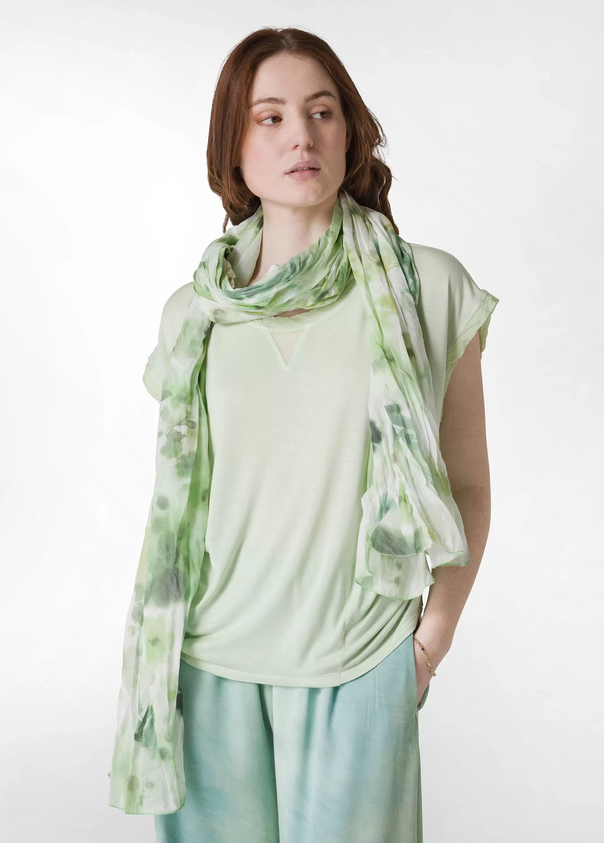 Donna DEHA Accessori*Pashmina In Mussola Stampata Verde