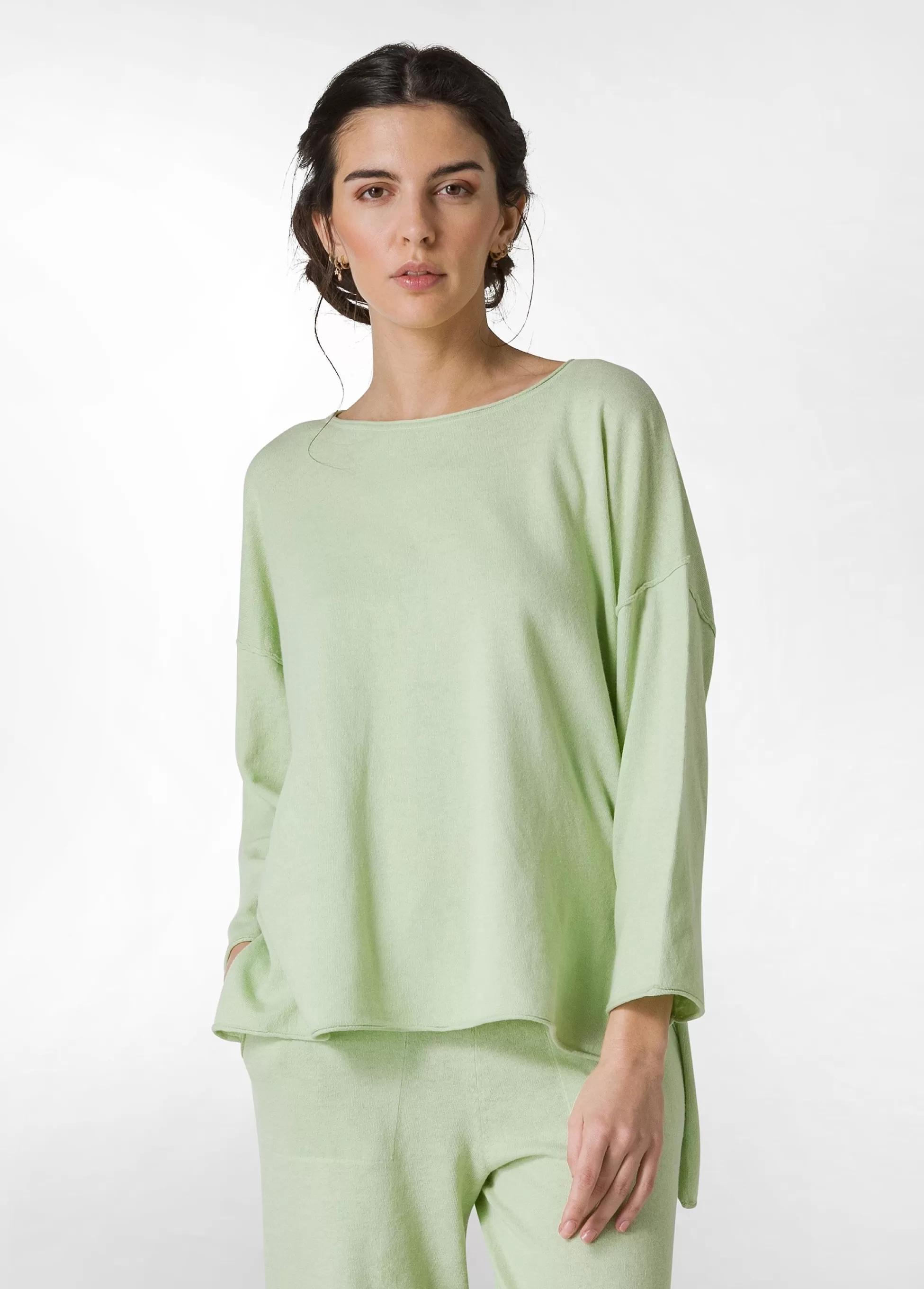 Donna DEHA Felpe & Maglieria*Pullover Ampio In Lino Verde