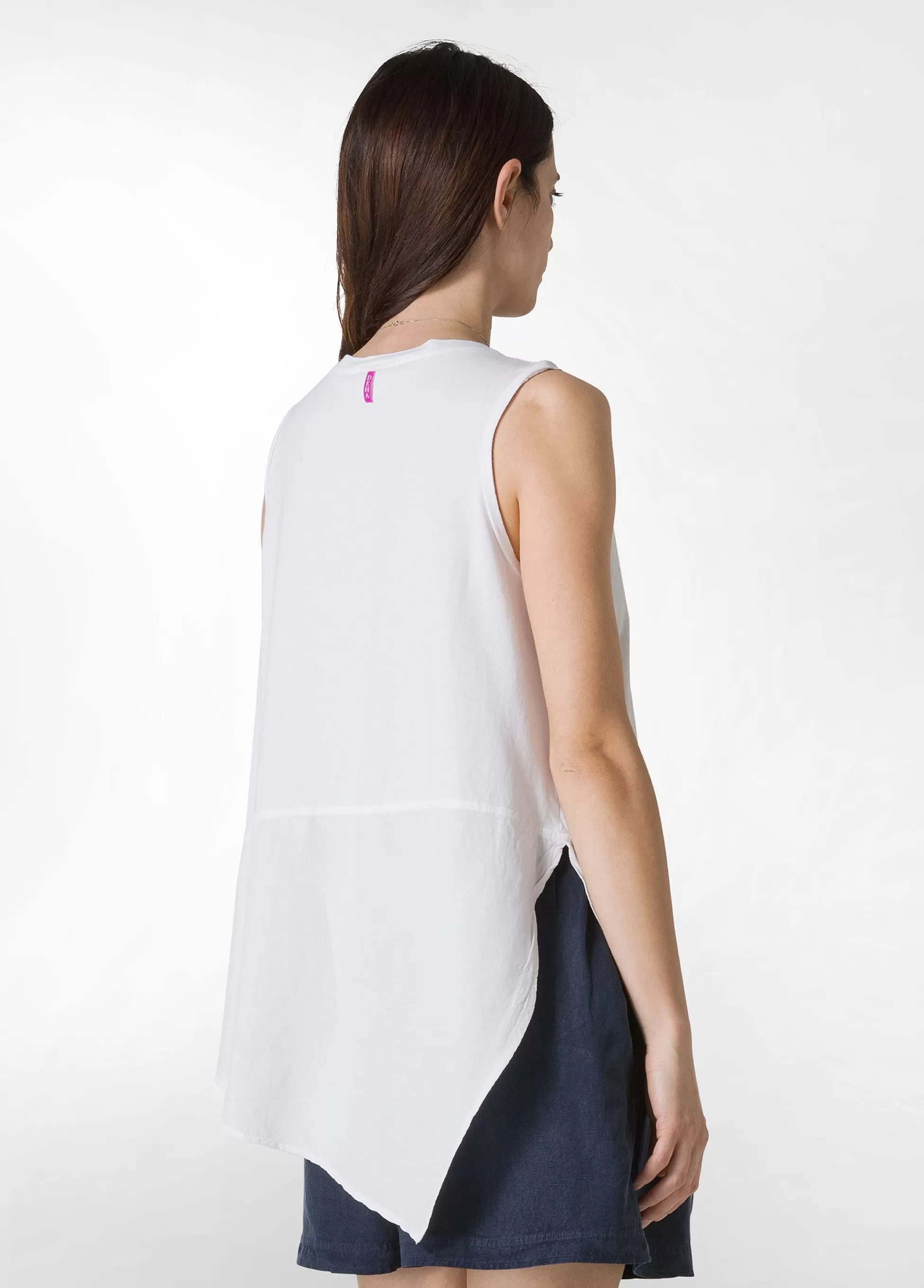 Donna DEHA Top & T-Shirts*Top Asimmetrico Con Inserti In Lino Bianco
