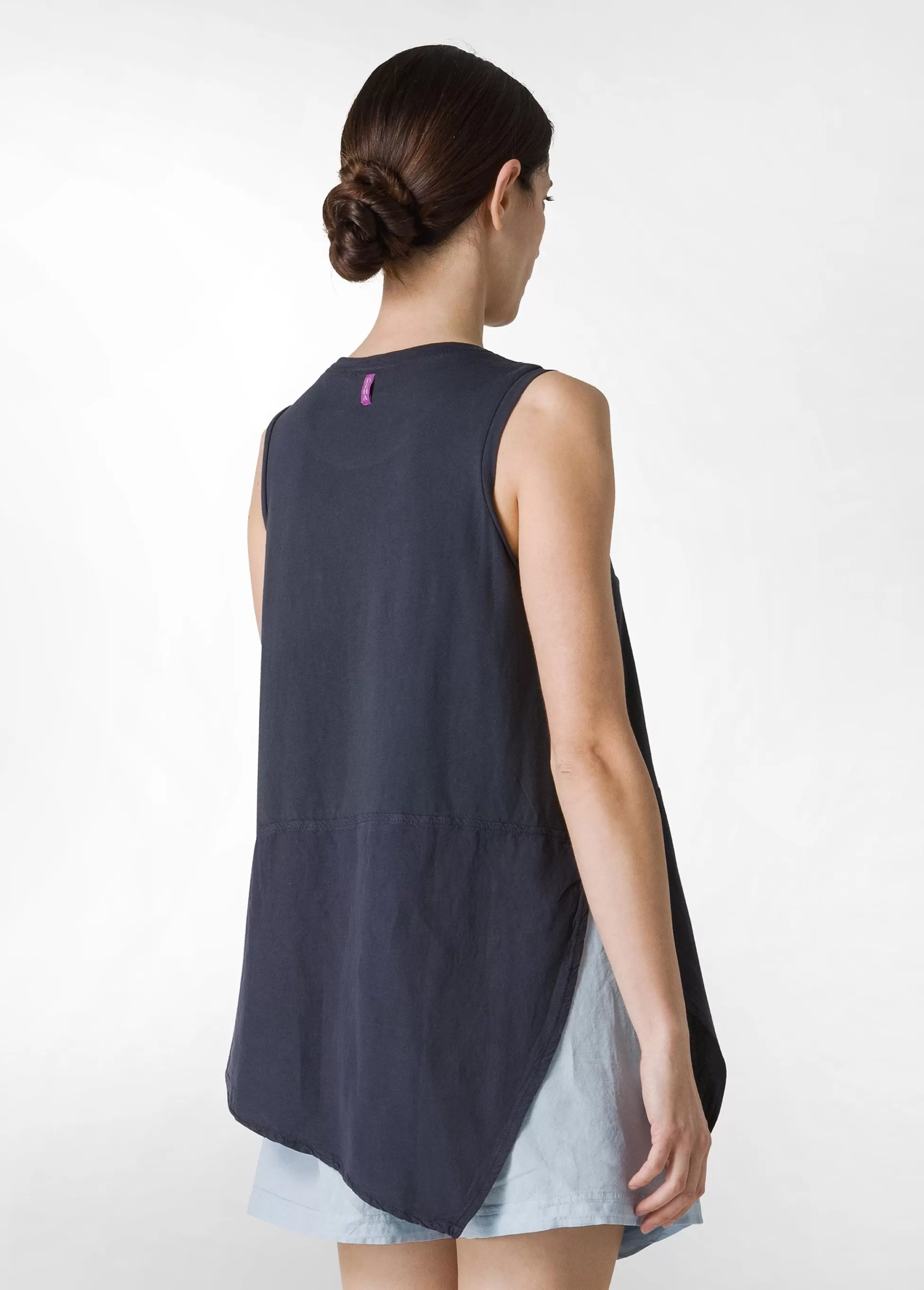Donna DEHA Top & T-Shirts*Top Asimmetrico Con Inserti In Lino Blu