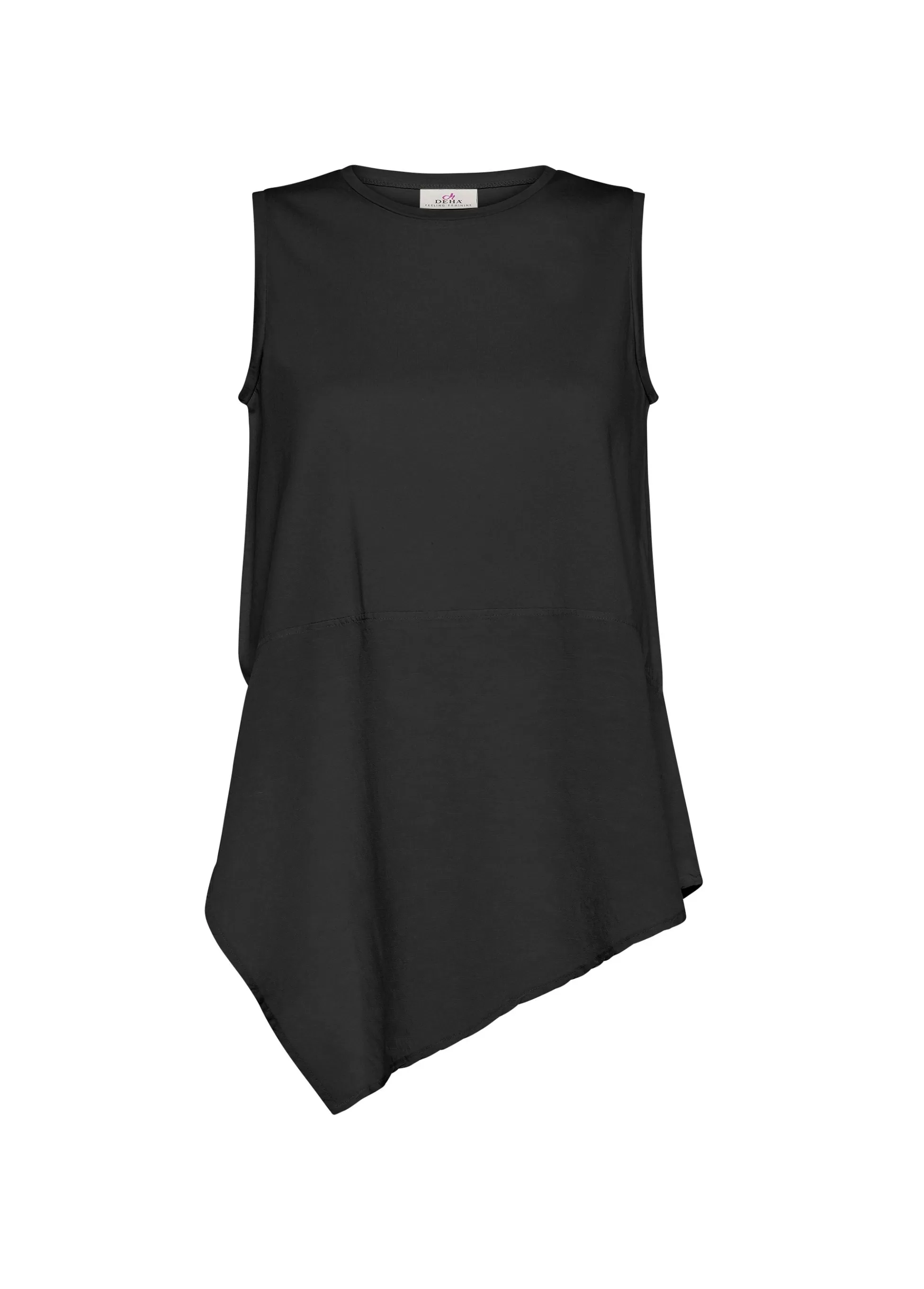 Donna DEHA Top & T-Shirts*Top Asimmetrico Con Inserti In Lino Nero