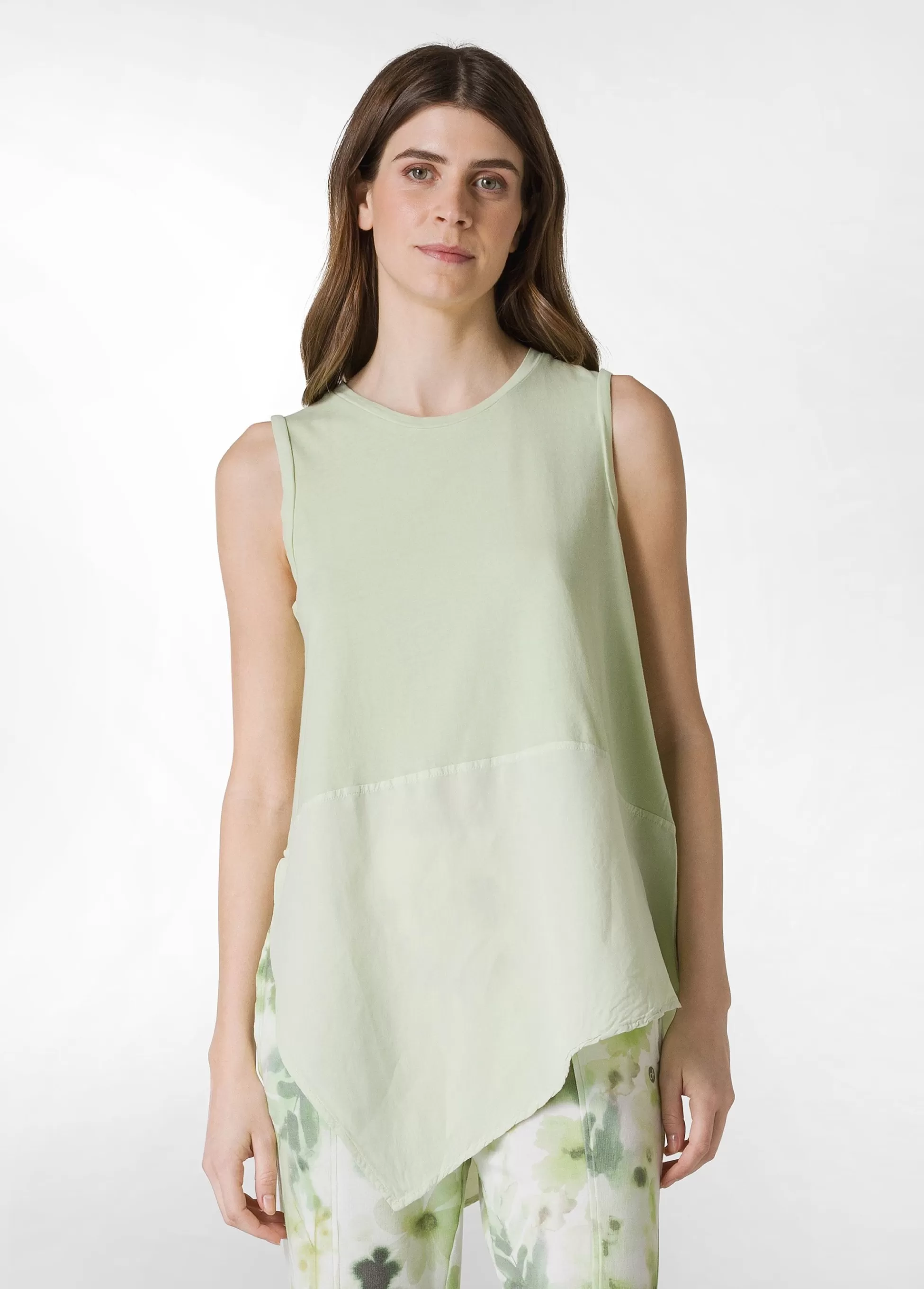 Donna DEHA Top & T-Shirts*Top Asimmetrico Con Inserti In Lino Verde