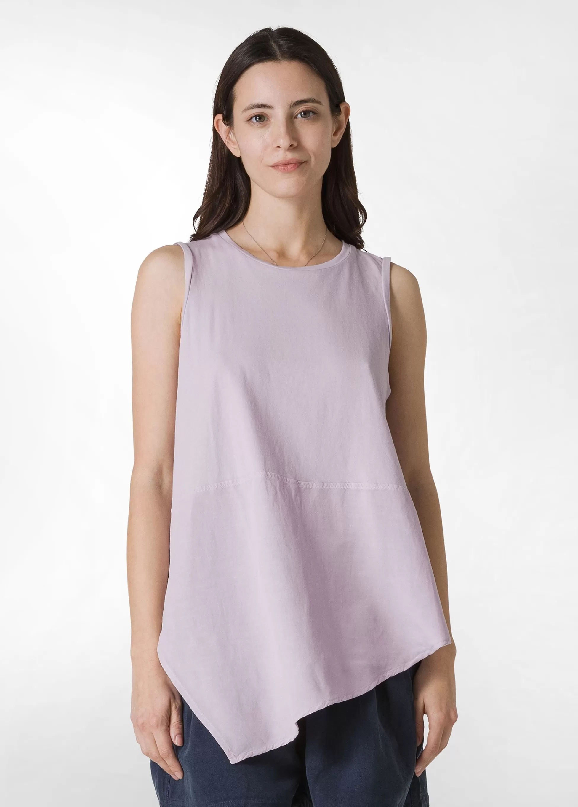 Donna DEHA Top & T-Shirts*Top Asimmetrico Con Inserti In Lino Viola