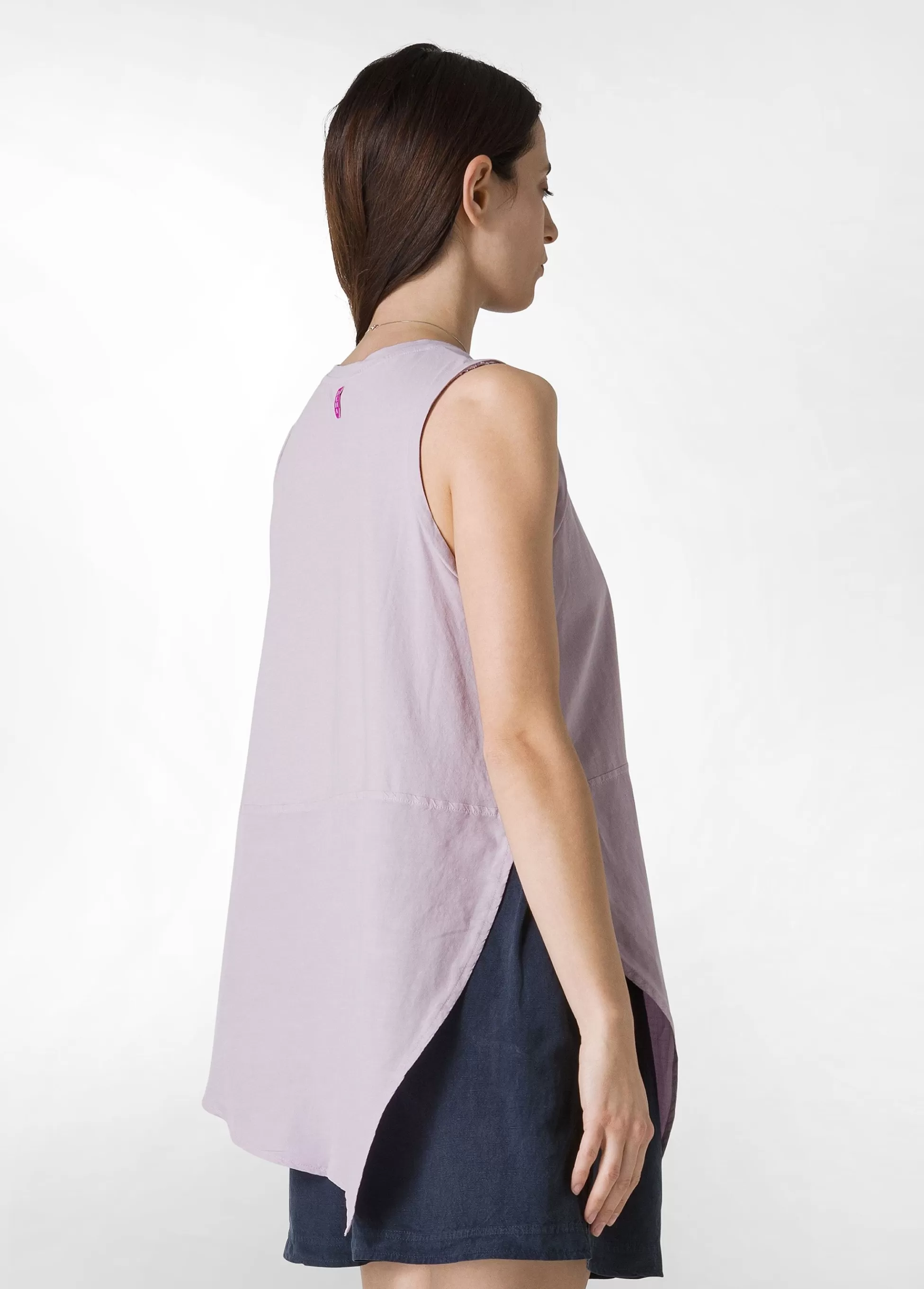 Donna DEHA Top & T-Shirts*Top Asimmetrico Con Inserti In Lino Viola