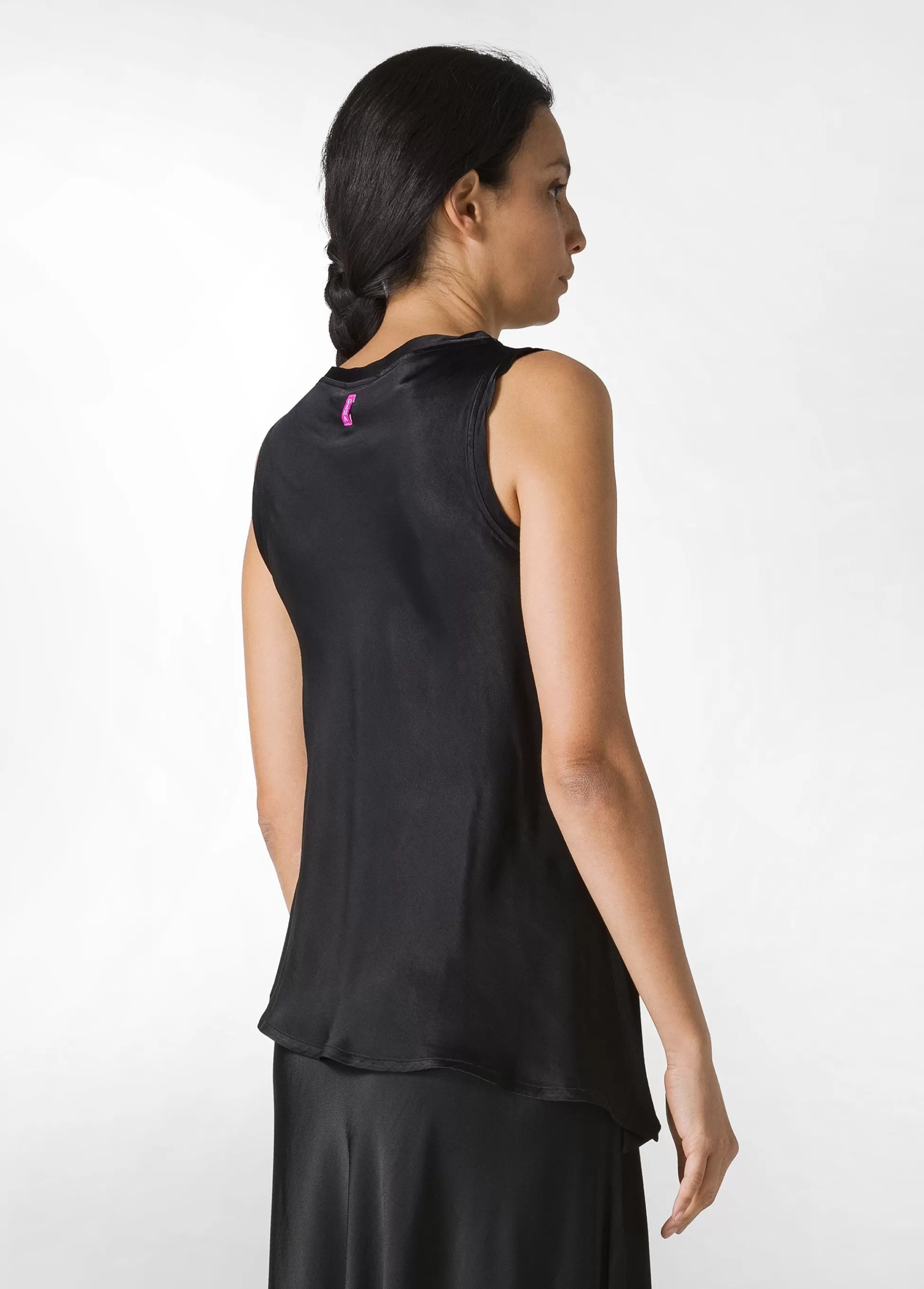 Donna DEHA Top & T-Shirts*Top Asimmetrico In Raso Nero
