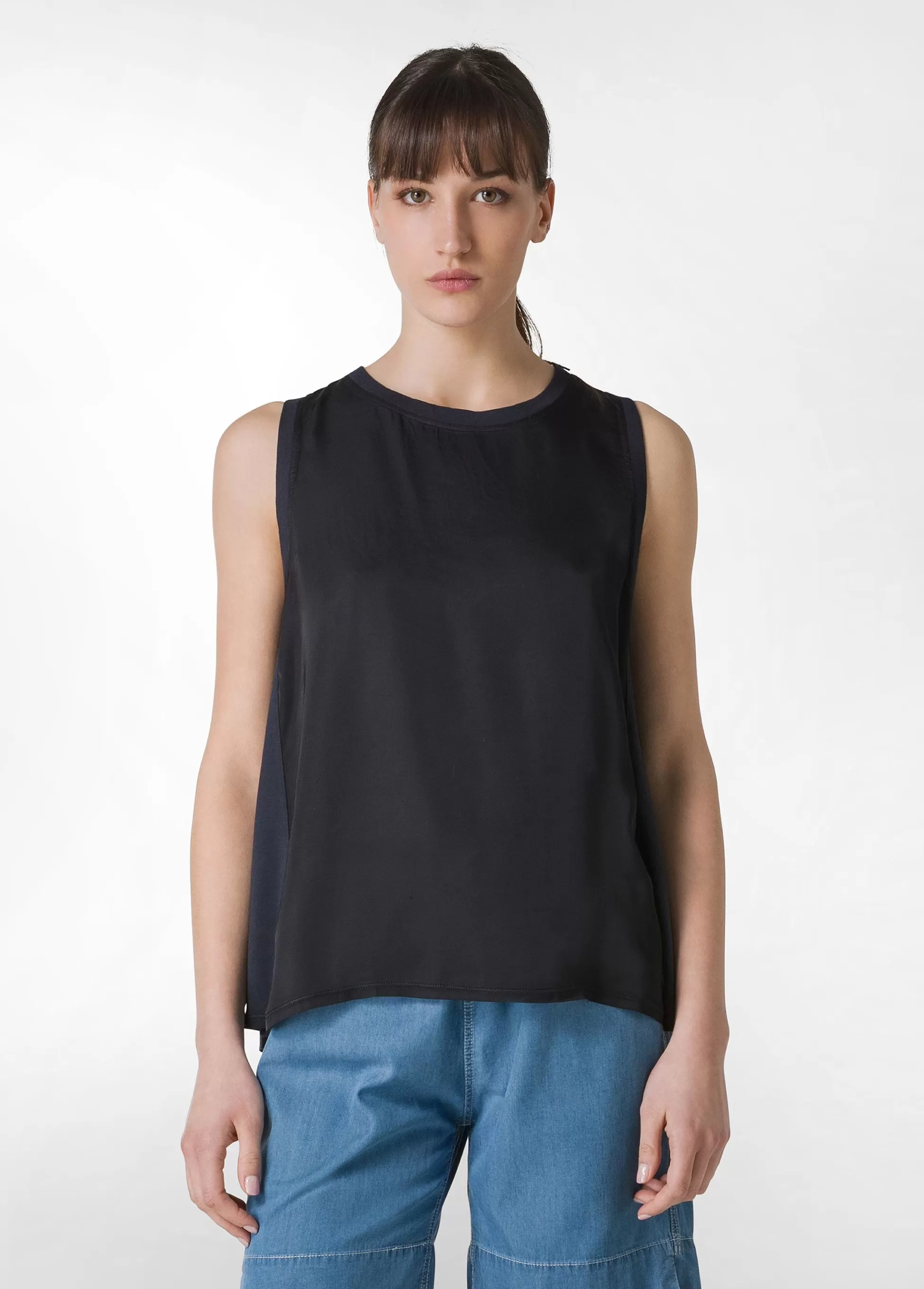 Donna DEHA Top & T-Shirts*Top Con Inserti In Raso Blu
