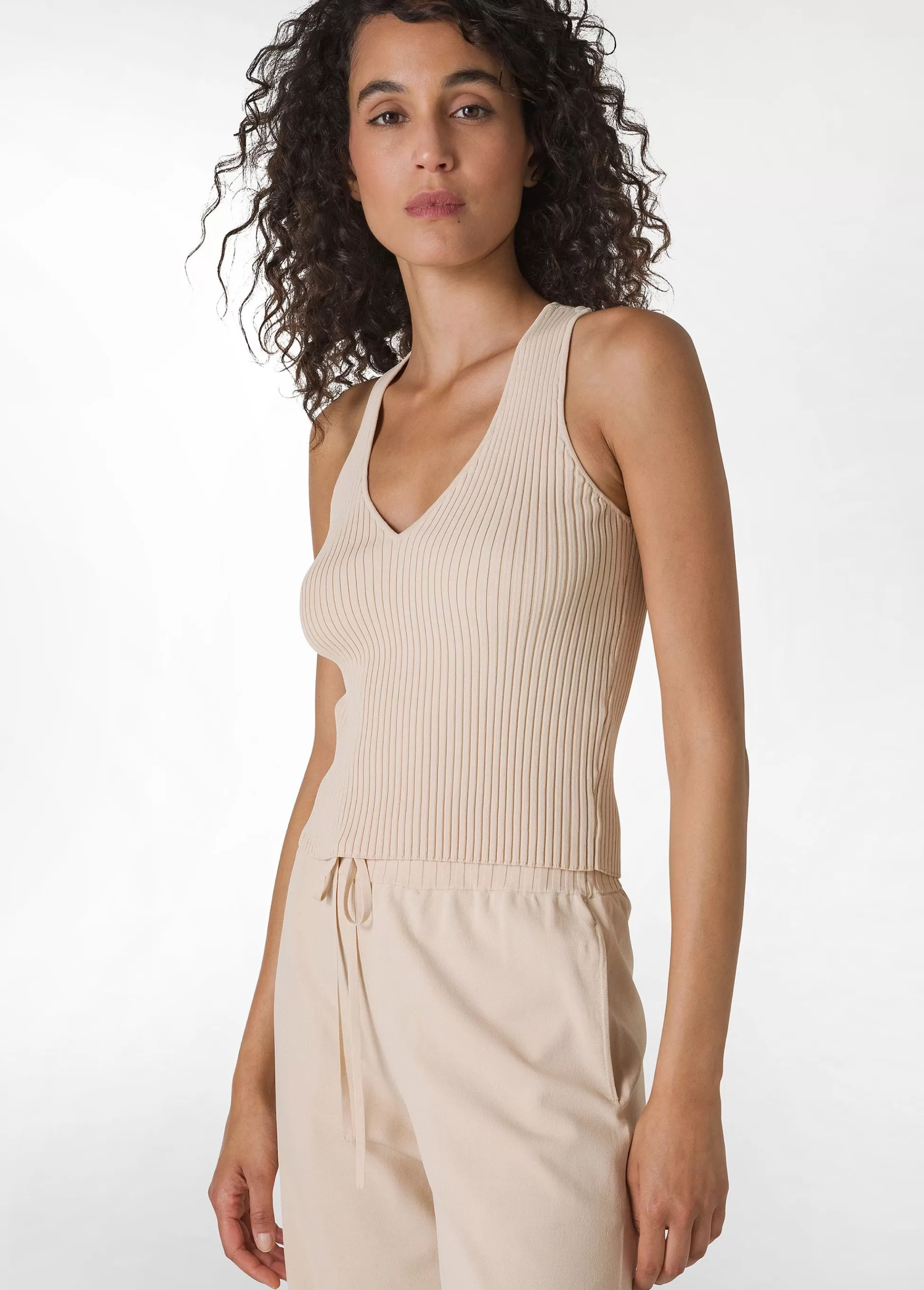 Donna DEHA Top & T-Shirts*Top In Maglia Di Rayon Beige