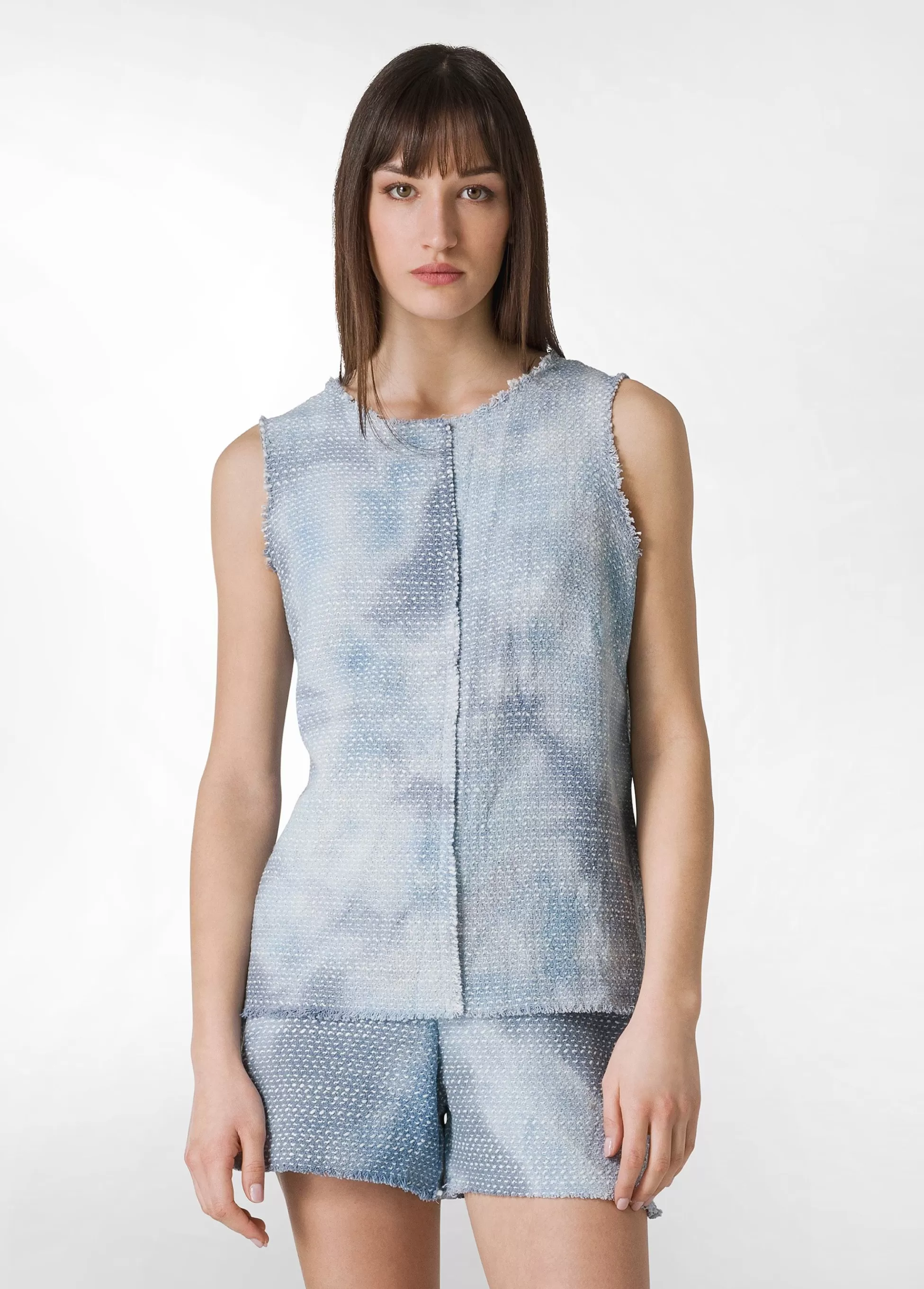 Donna DEHA Top & T-Shirts*Top In Tweed Effetto Batik Blu