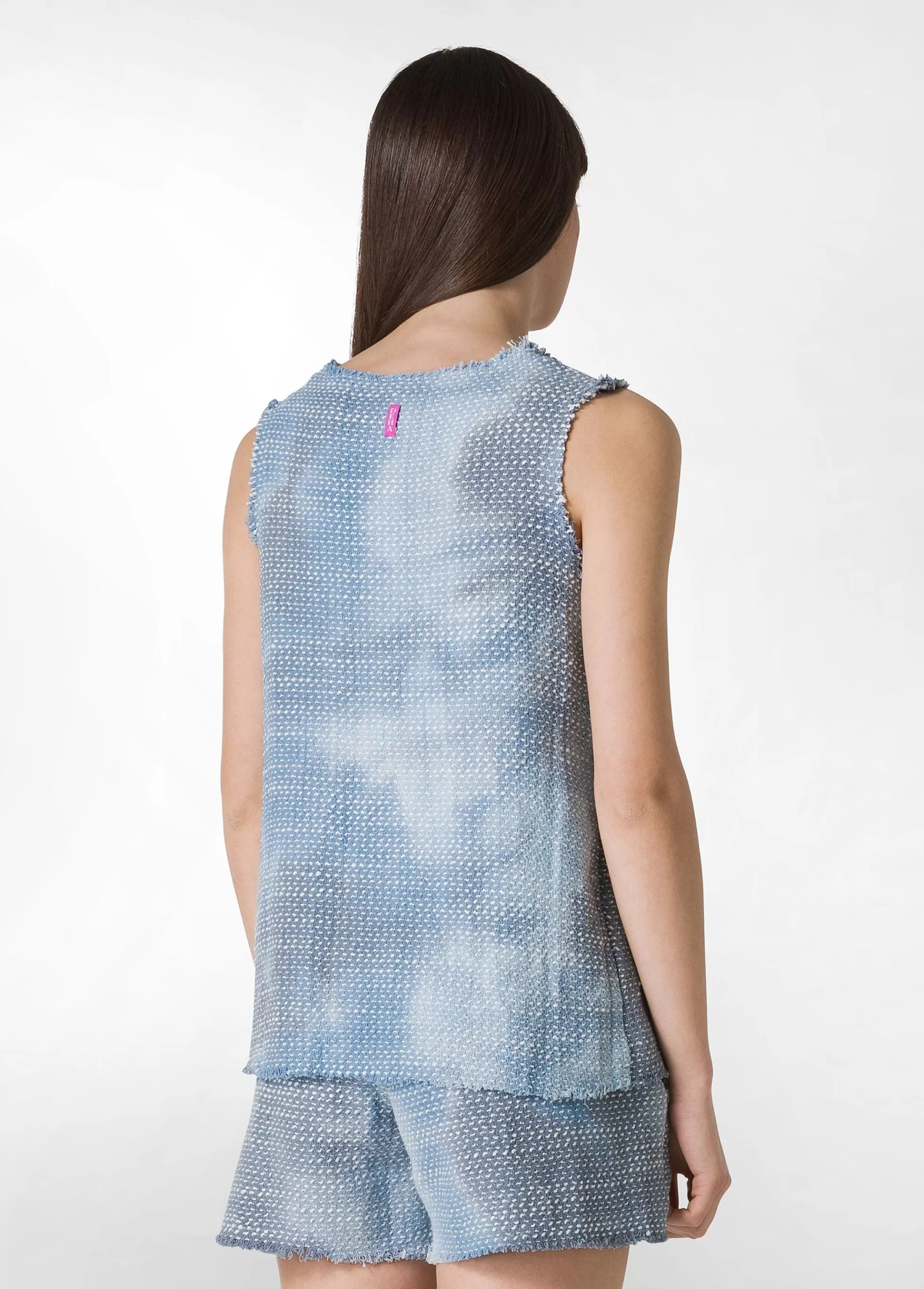 Donna DEHA Top & T-Shirts*Top In Tweed Effetto Batik Blu