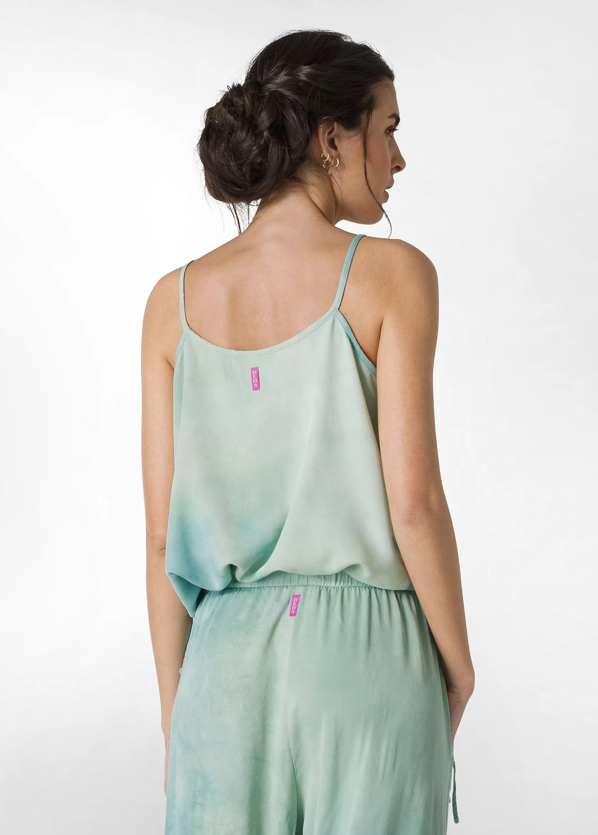 Donna DEHA Top & T-Shirts*Top In Twill Effetto Batik Verde