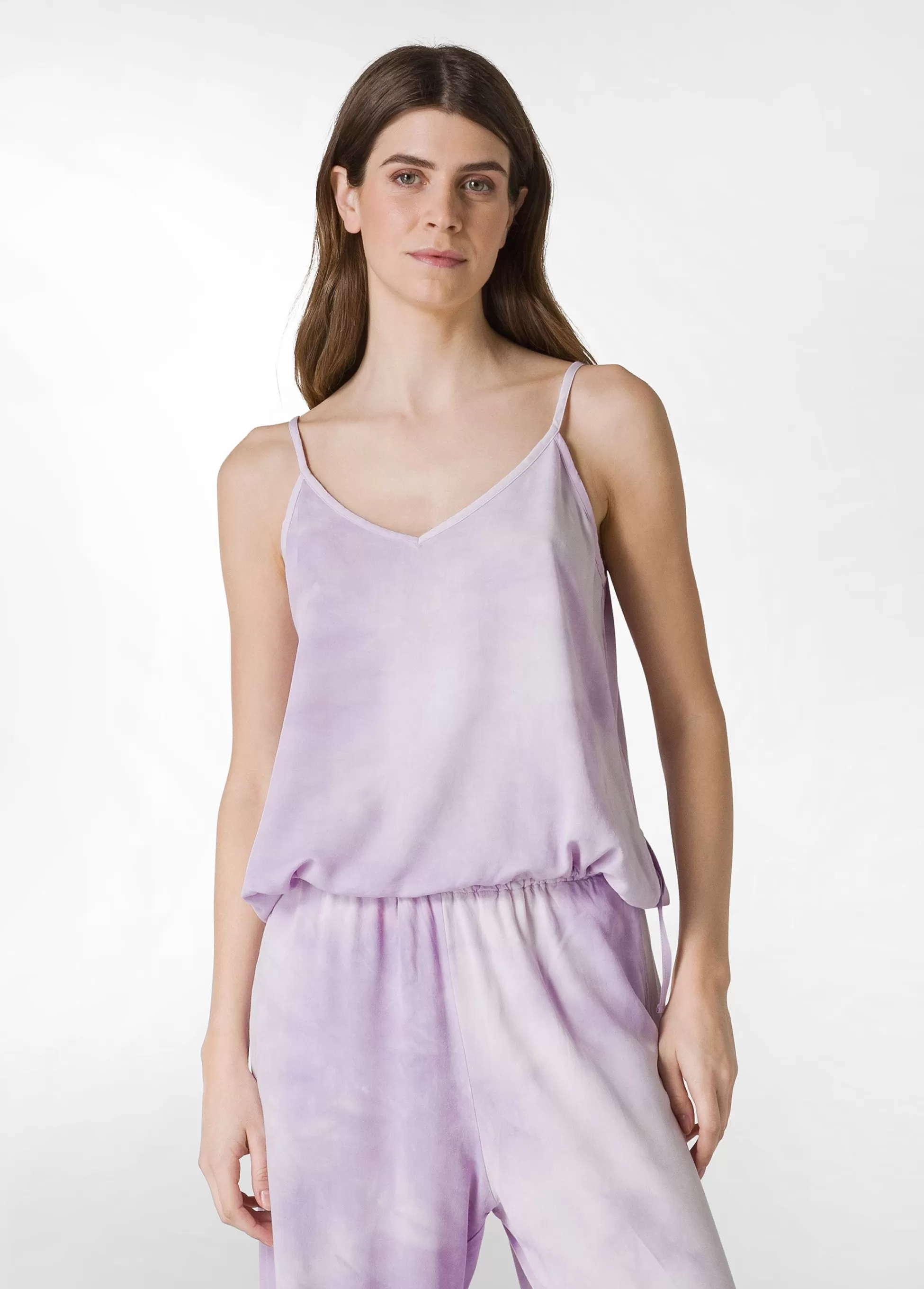 Donna DEHA Top & T-Shirts*Top In Twill Effetto Batik Viola