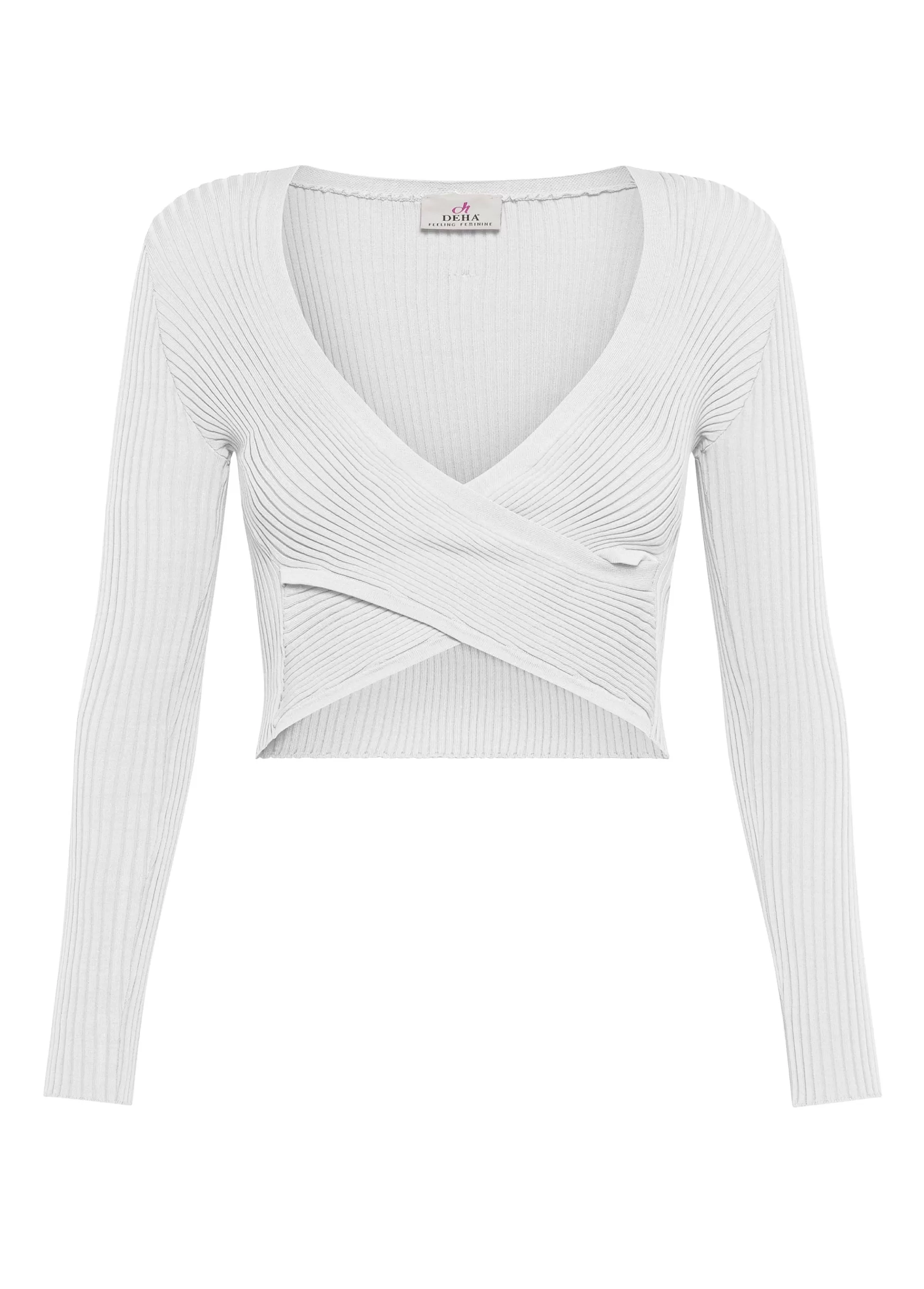 Donna DEHA Felpe & Maglieria*Top Incrociato In Maglia Di Rayon Bianco