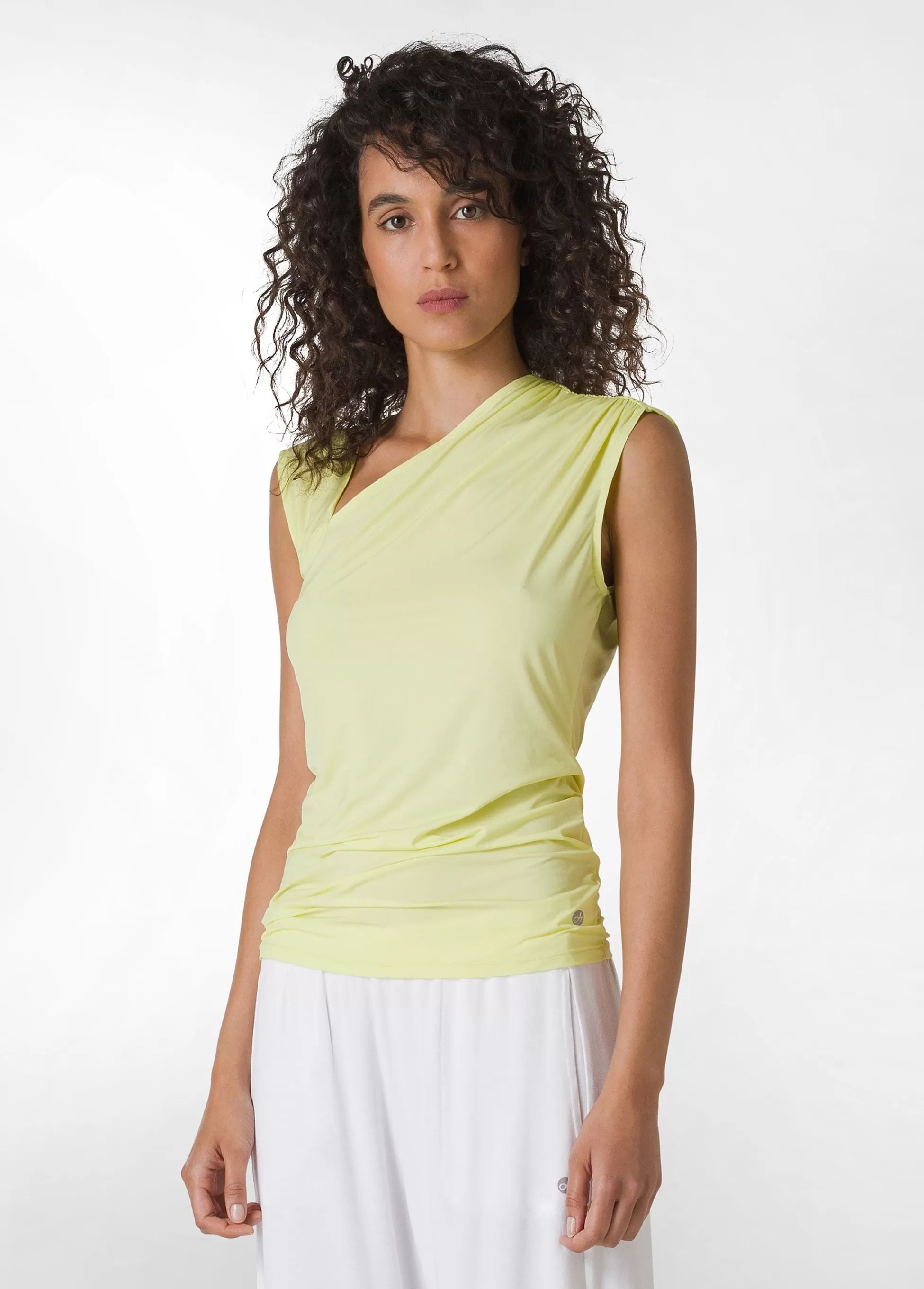 Donna DEHA Top & T-Shirts*Top Scollo Asimmetrico In Microfibra Giallo