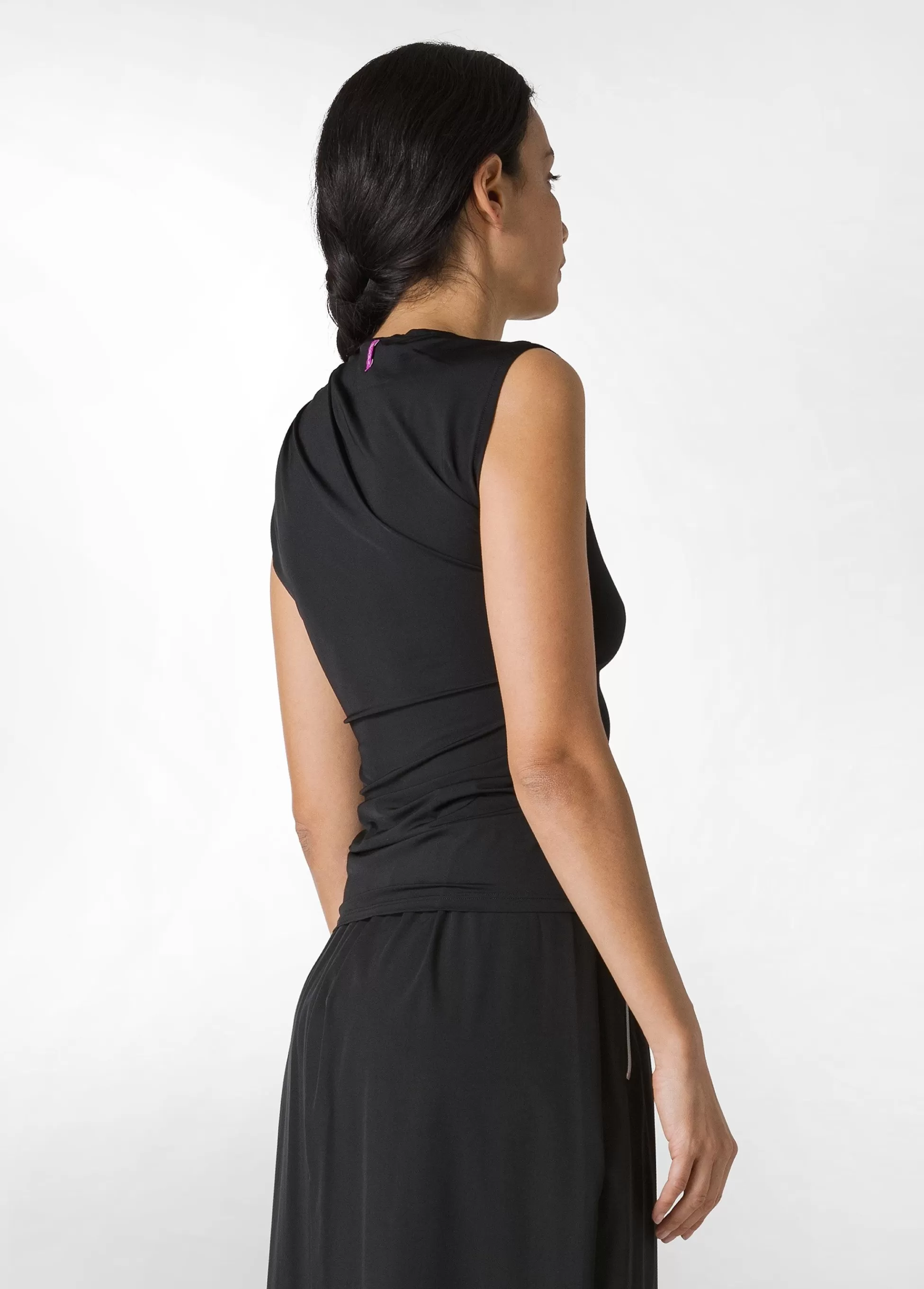 Donna DEHA Top & T-Shirts*Top Scollo Asimmetrico In Microfibra Nero