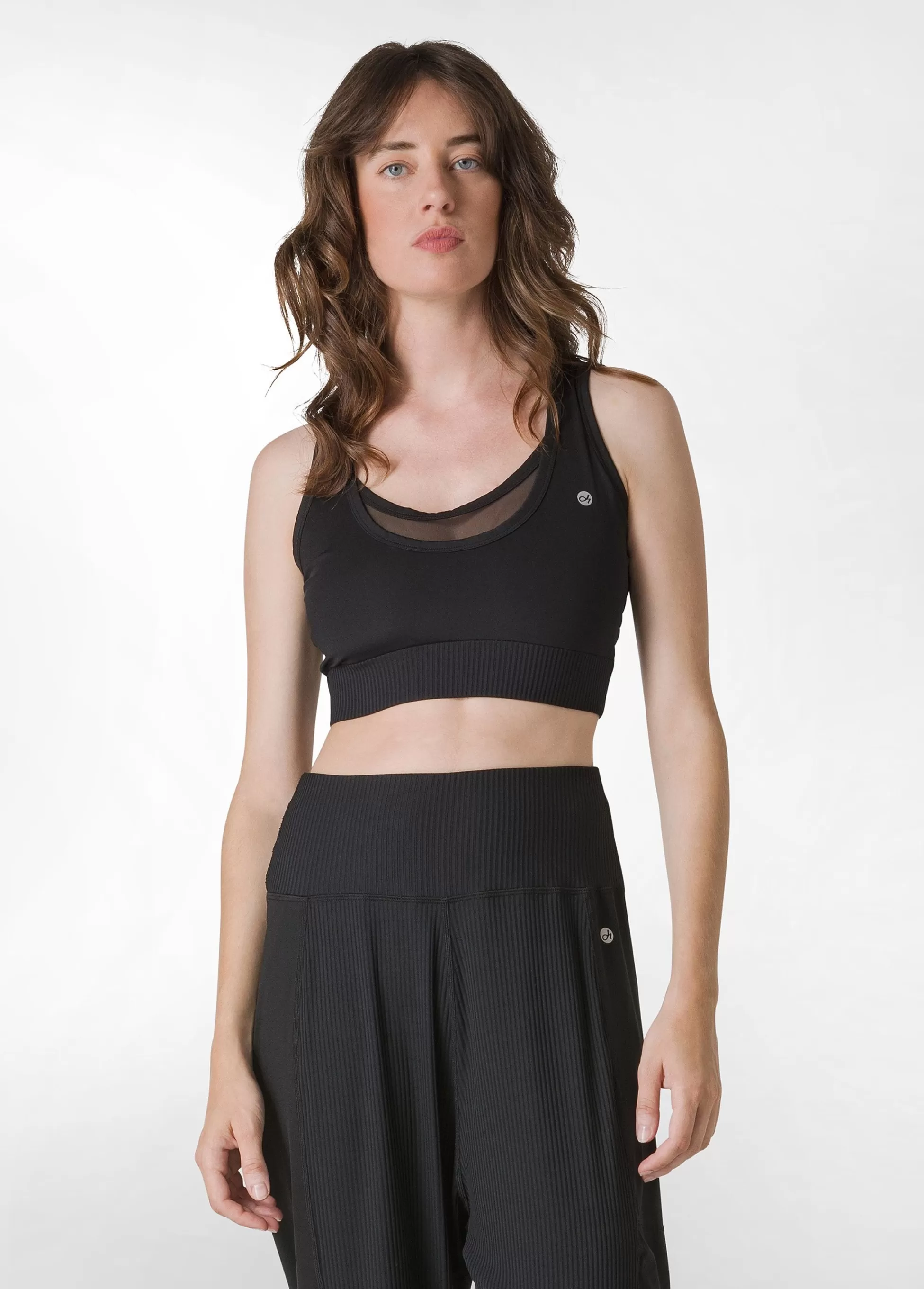Donna DEHA Canotte E Reggiseni Sportivi*Top Sportivo Con Inserto In Tulle Nero