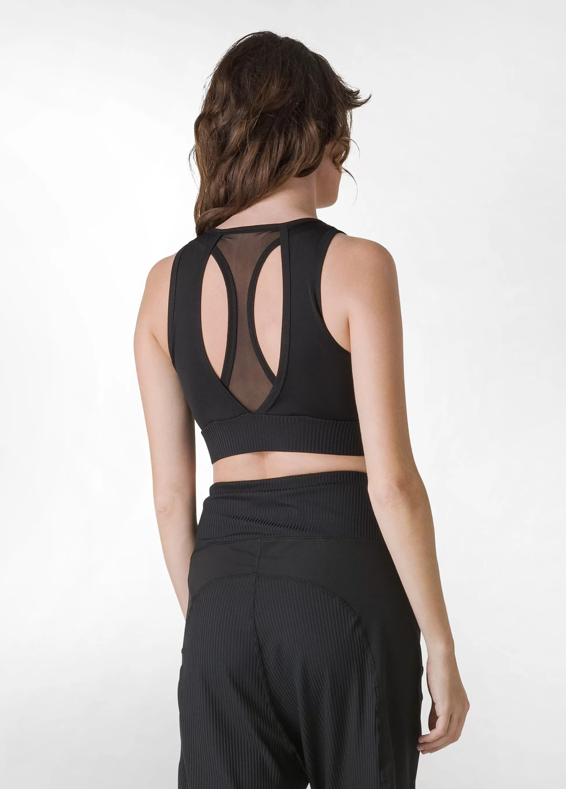 Donna DEHA Canotte E Reggiseni Sportivi*Top Sportivo Con Inserto In Tulle Nero