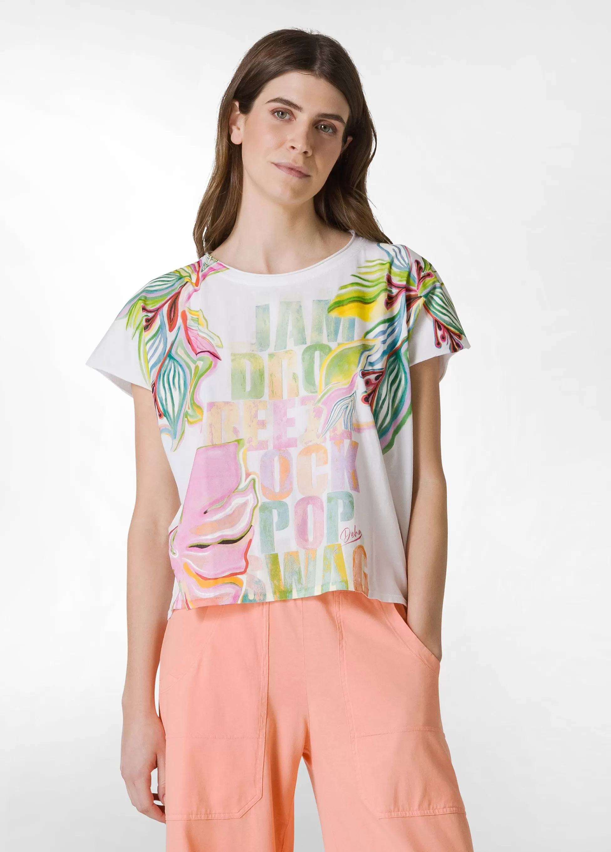 Donna DEHA Top & T-Shirts*T-Shirt Ampia Con Scritte Bianco