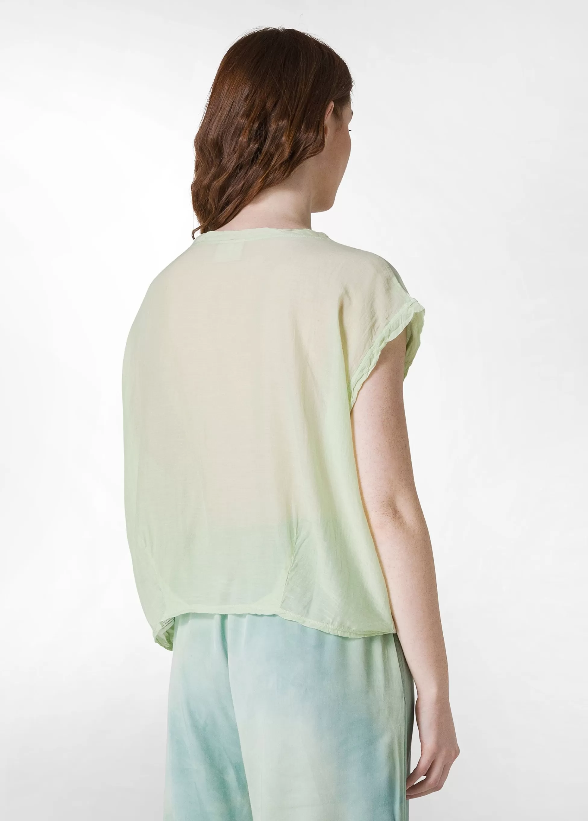 Donna DEHA Top & T-Shirts*T-Shirt Ampia Misto Seta Verde